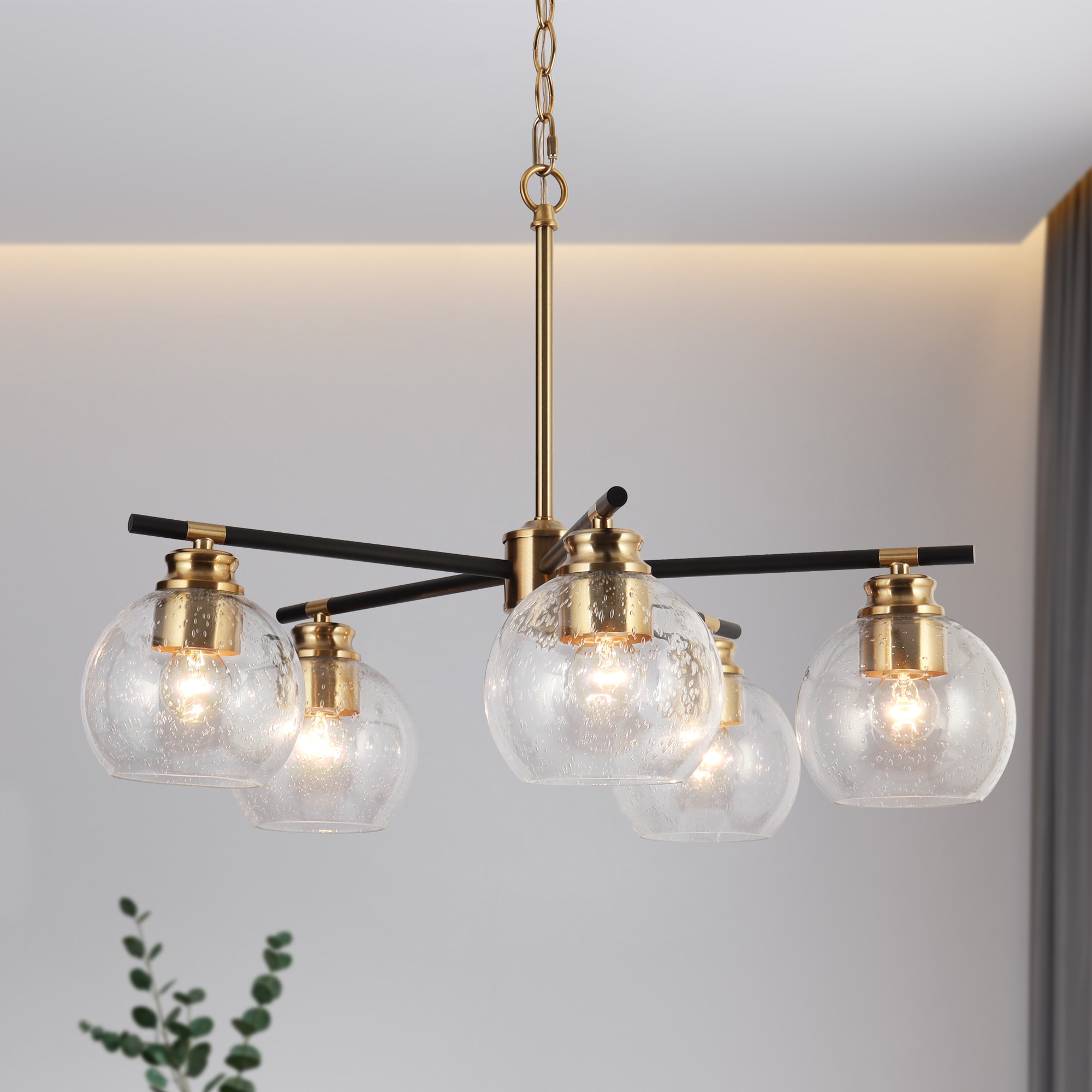 ZEVNI L3R6N6ZNW4714S97 Verena 5 -Light Satin Brass Transitional For Use in Bedrooms, Dining Rooms, Foyers, Kitchens, Living Rooms Chandelier