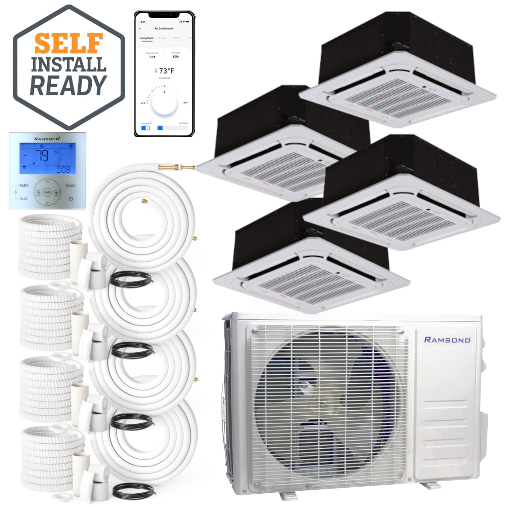 Ramsond RDZ 4 zone 36000-BTU Ductless Mini Split Air Conditioner Heat Pump Included with 230-Volt