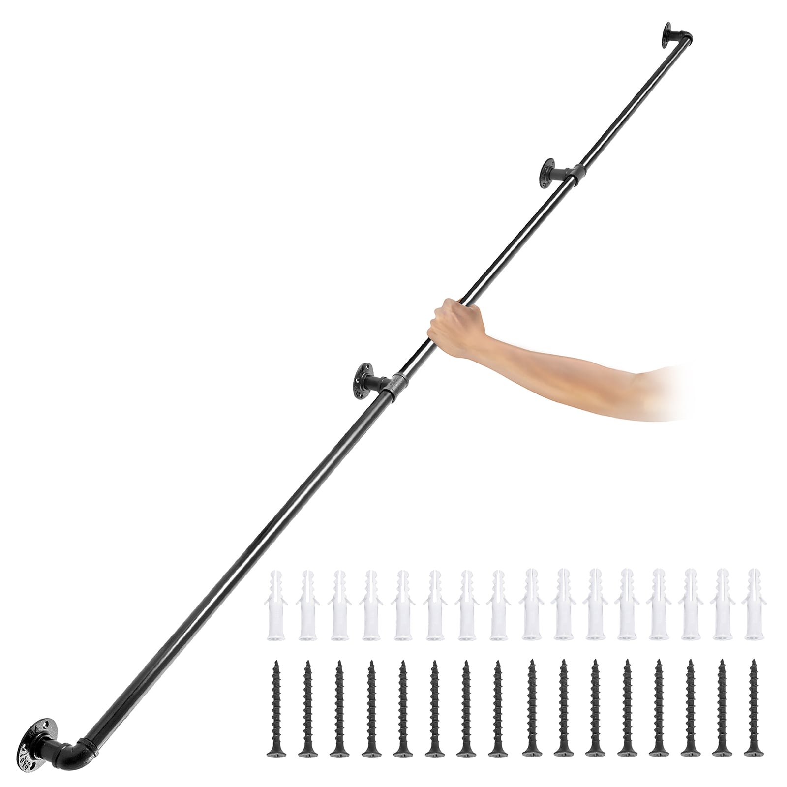 VEVOR TZBGSLTFSGY10E0RRV0 10FT Staircase Handrail 3.74-Inches x 39.4-Inches Carbon Steel Finished Stainless steel Handrail