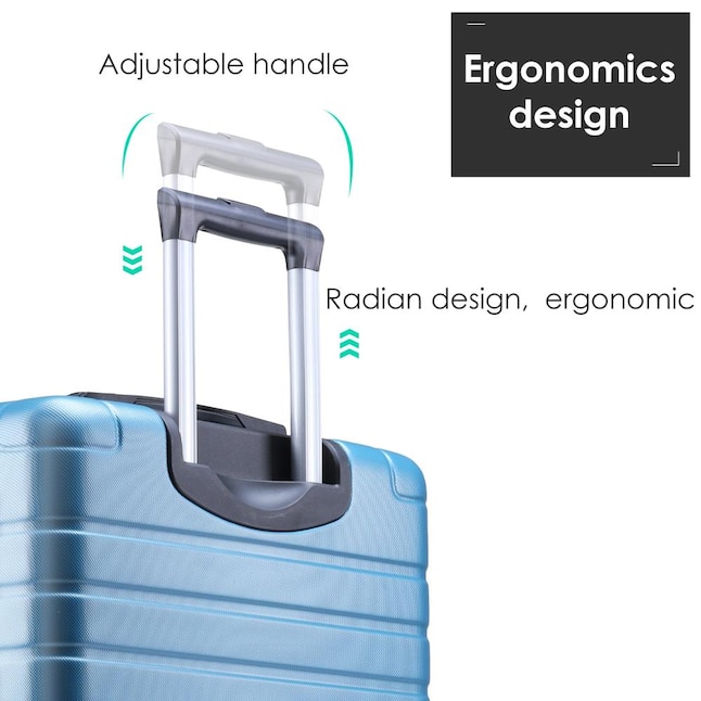 CASAINC Steel Blue Hardshell Luggage Sets 3 Pcs Spinner Suitcase with ...
