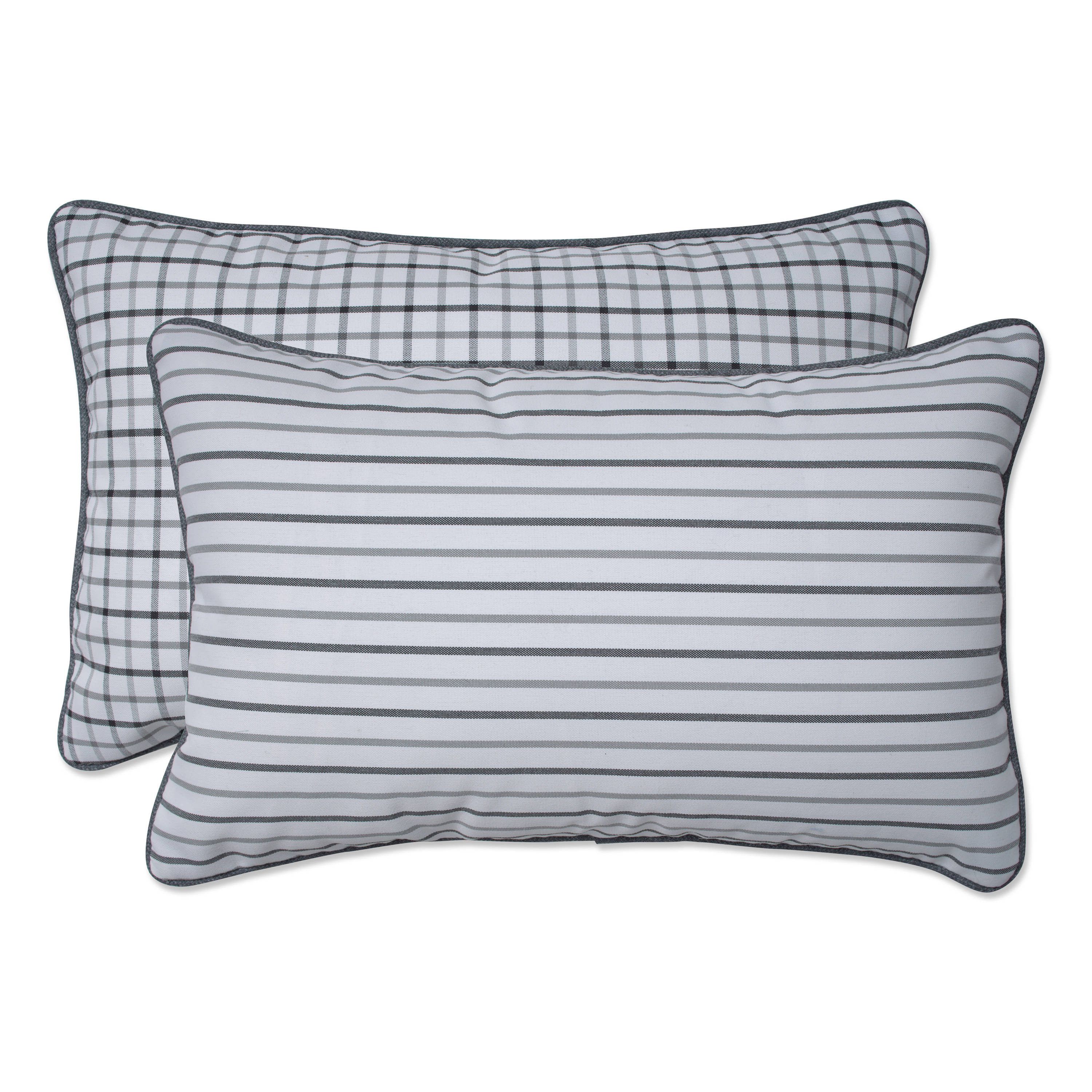 Pillow Perfect 675923 2-Pack Graphic Print Grey Rectangular Throw Pillow