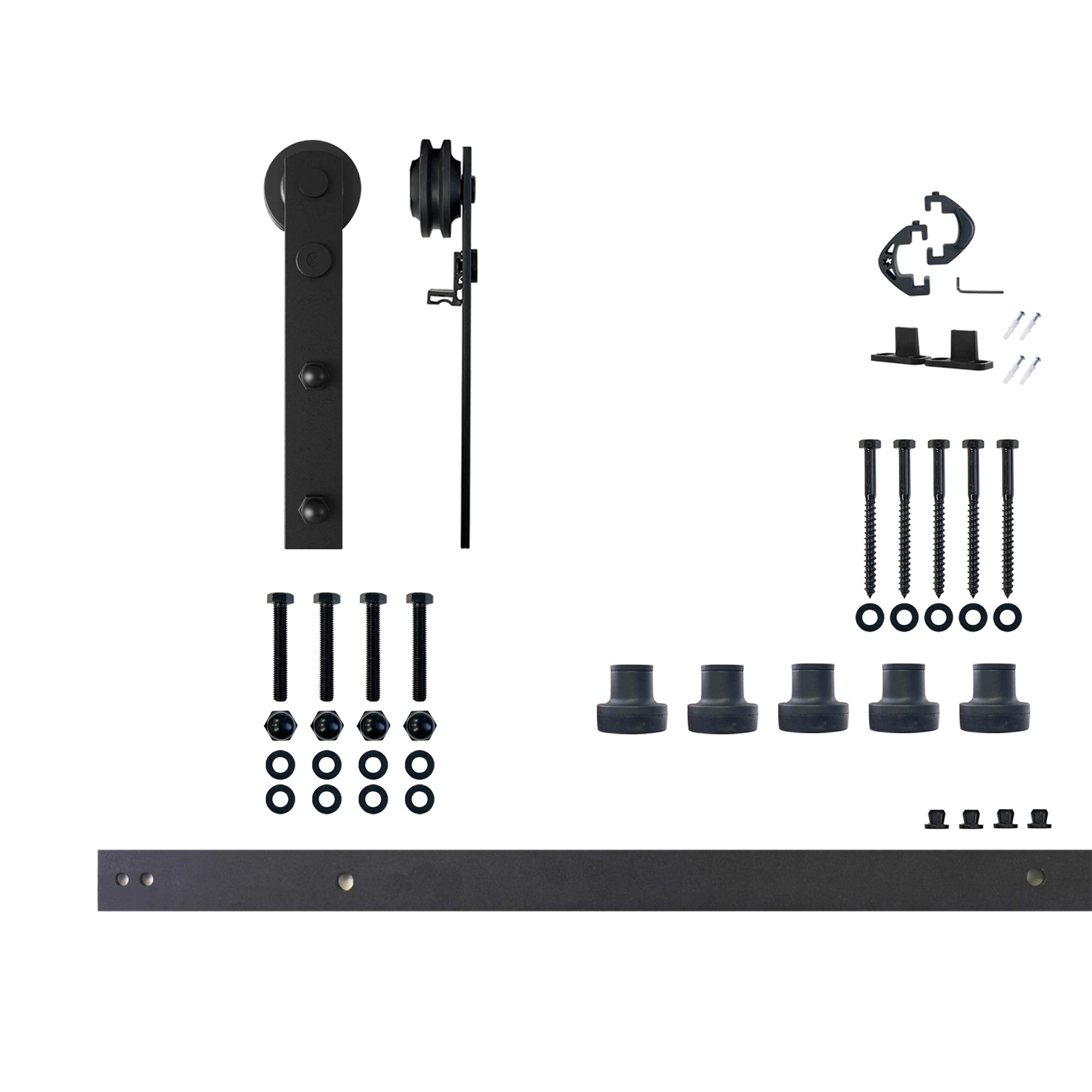 HOMACER ZT1TGH079C 79-in Rustic black Black Indoor I-strap Single Barn door hardware kit