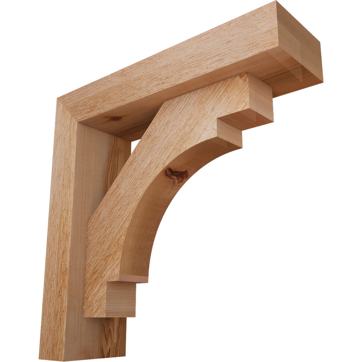 Ekena Millwork 1463005 Merced Block Rough Sawn Bracket with Offset Brace 4-in x 14-in x 14-in Western red cedar Brown Wood Standard bracket