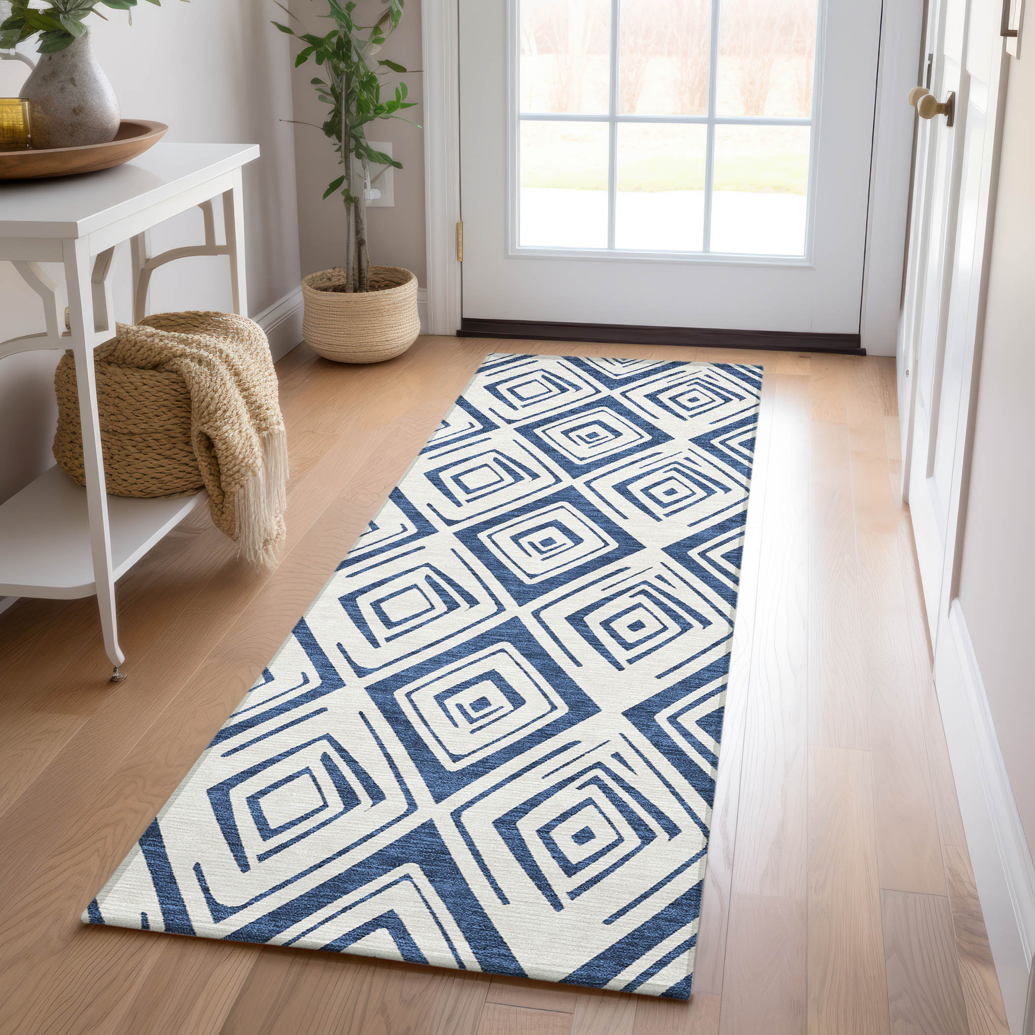 Addison Rugs ACN737NA2X8 Chantille ACN737NA 2 x 7 (ft) Polyester Navy Rectangular Indoor/Outdoor Geometric Machine washable Area rug