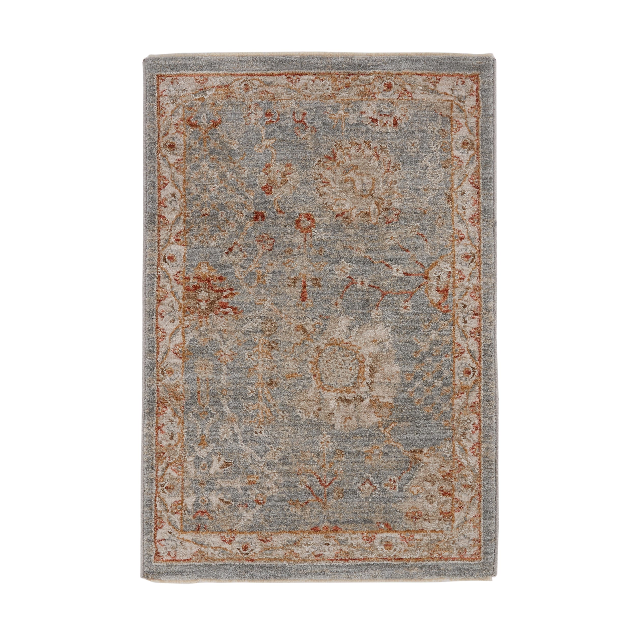 allen + roth 313162 Miriam 2 x 3 (ft) Loomed Polyester/Polypropylene Light Blue Rectangular Indoor Floral/Botanical Area rug