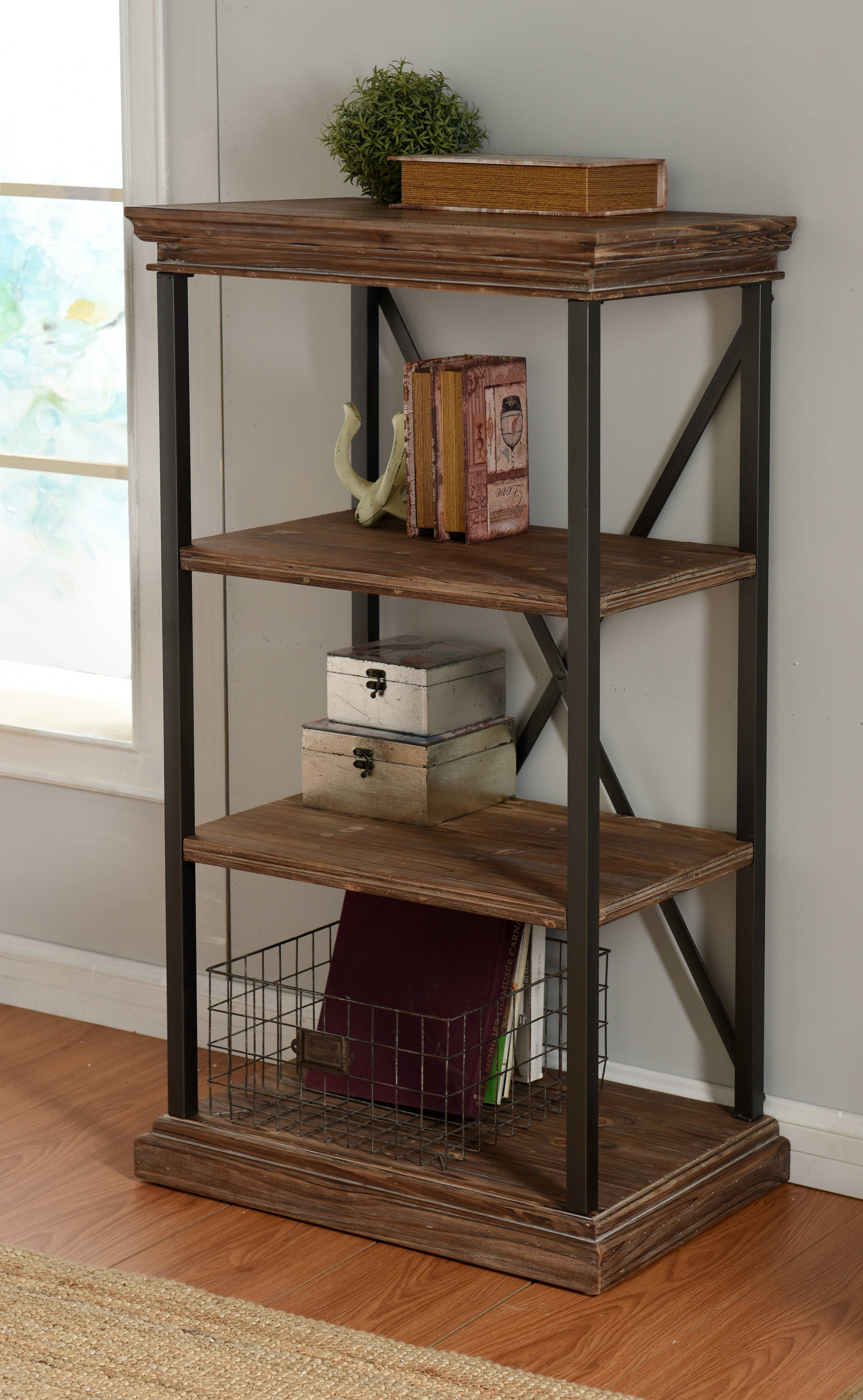 StyleCraft Home Collection Black Metal 2Shelf Bookcase (24.25in W x