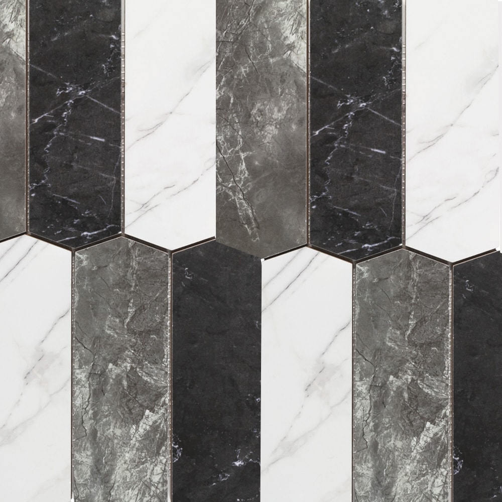 Boutique Ceramic LW210618005 Capitol Hill Picket 15-in x 15-in Polished Ceramic Hexagon Mosaic Floor and Wall Tile ( 0.985-sq ft Piece )