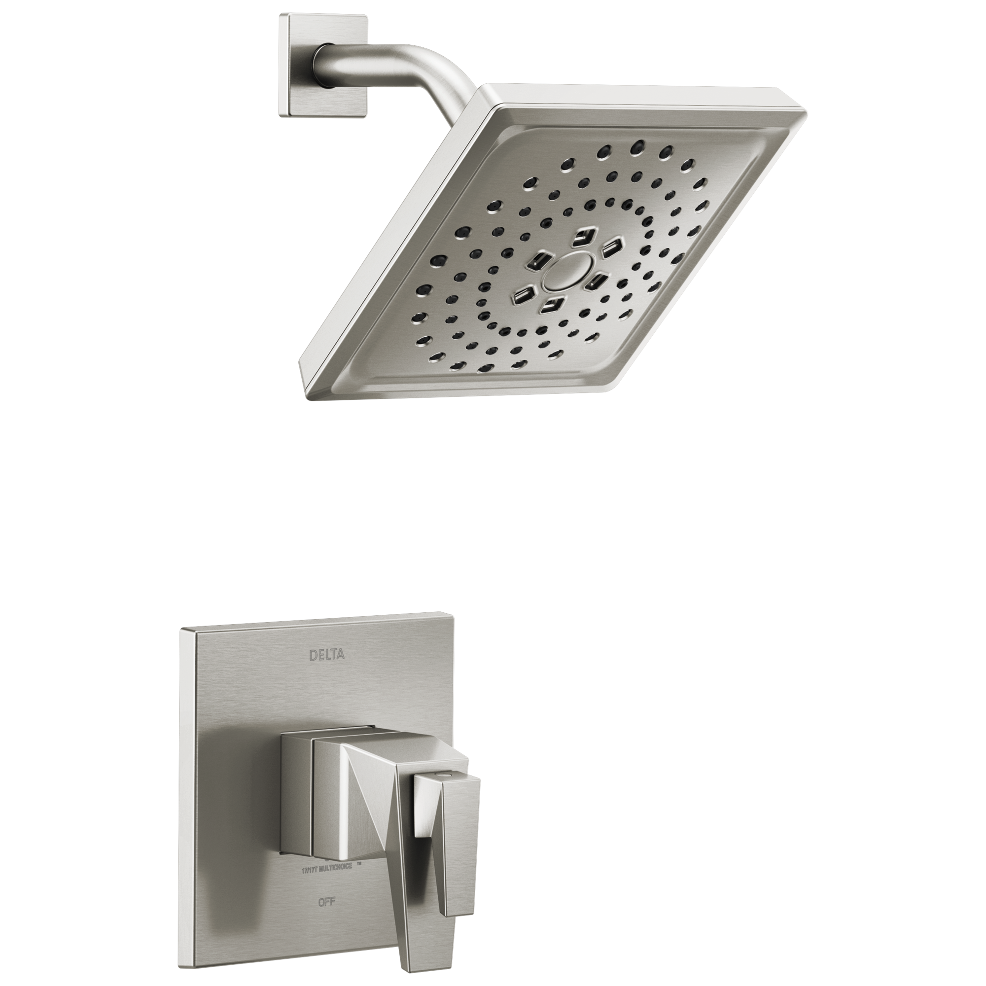 Delta T17T243-SS-PR Trillian Lumicoat Stainless 2-handle Multi-function 7.625-Inches Square Bathtub and shower Faucet