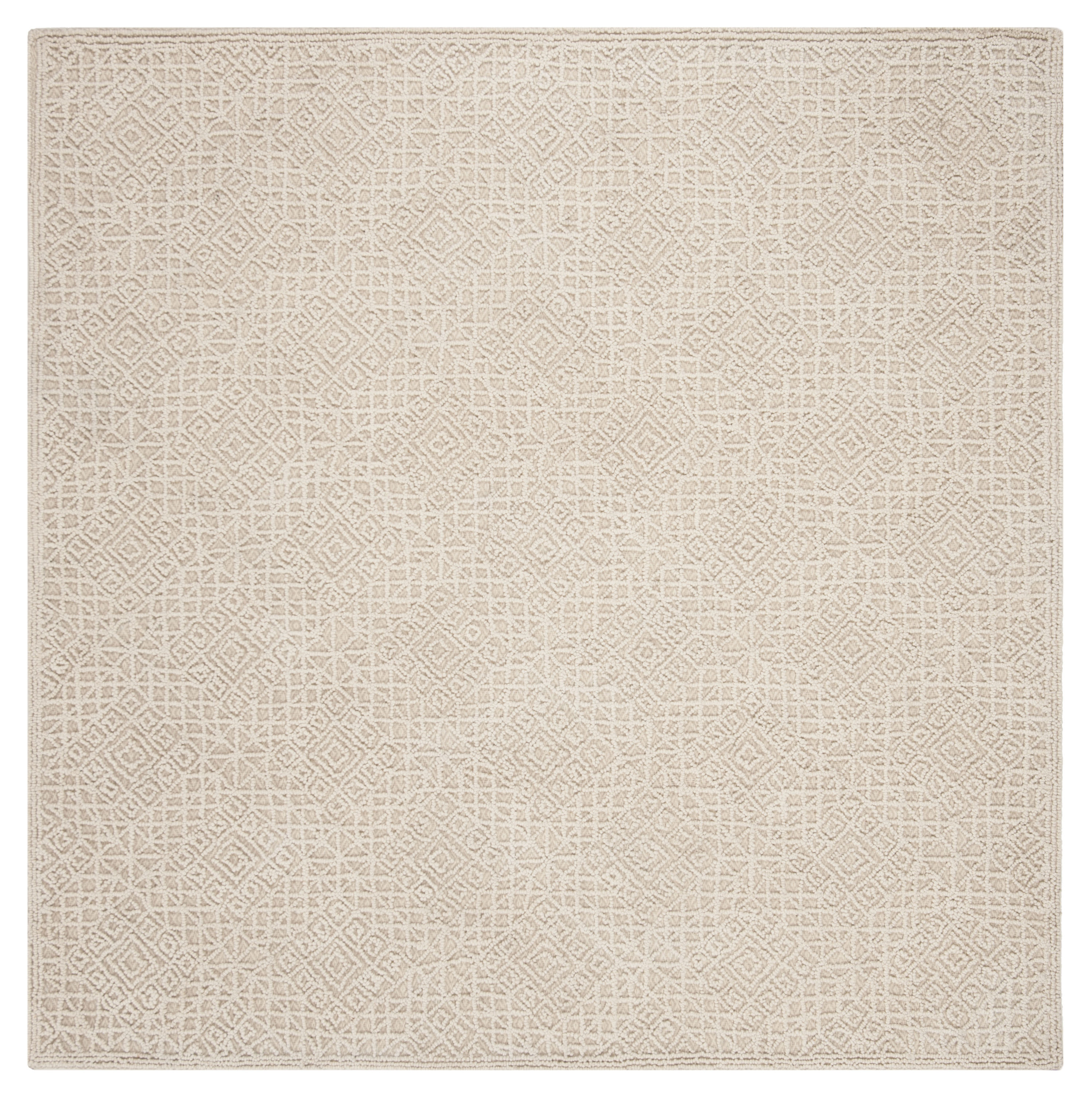 Elegant Light Beige 6' Square Hand-Tufted Wool Area Rug