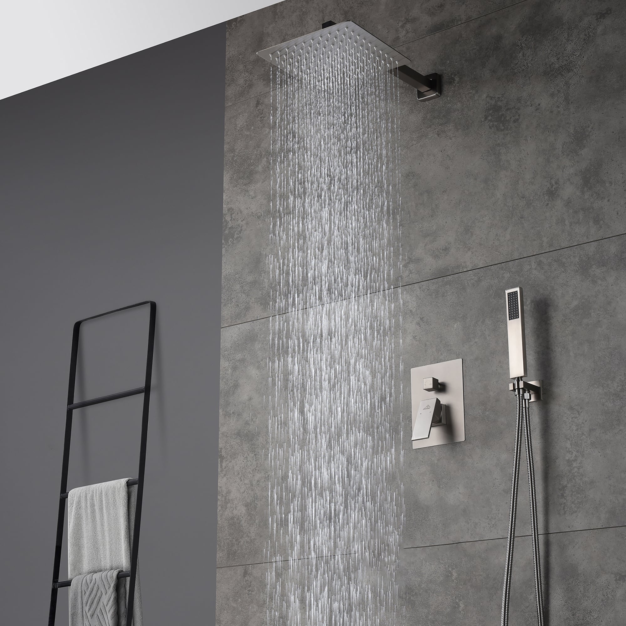 Casainc Brush Nickel 10-in Waterfall Built-in Shower Faucet System With 