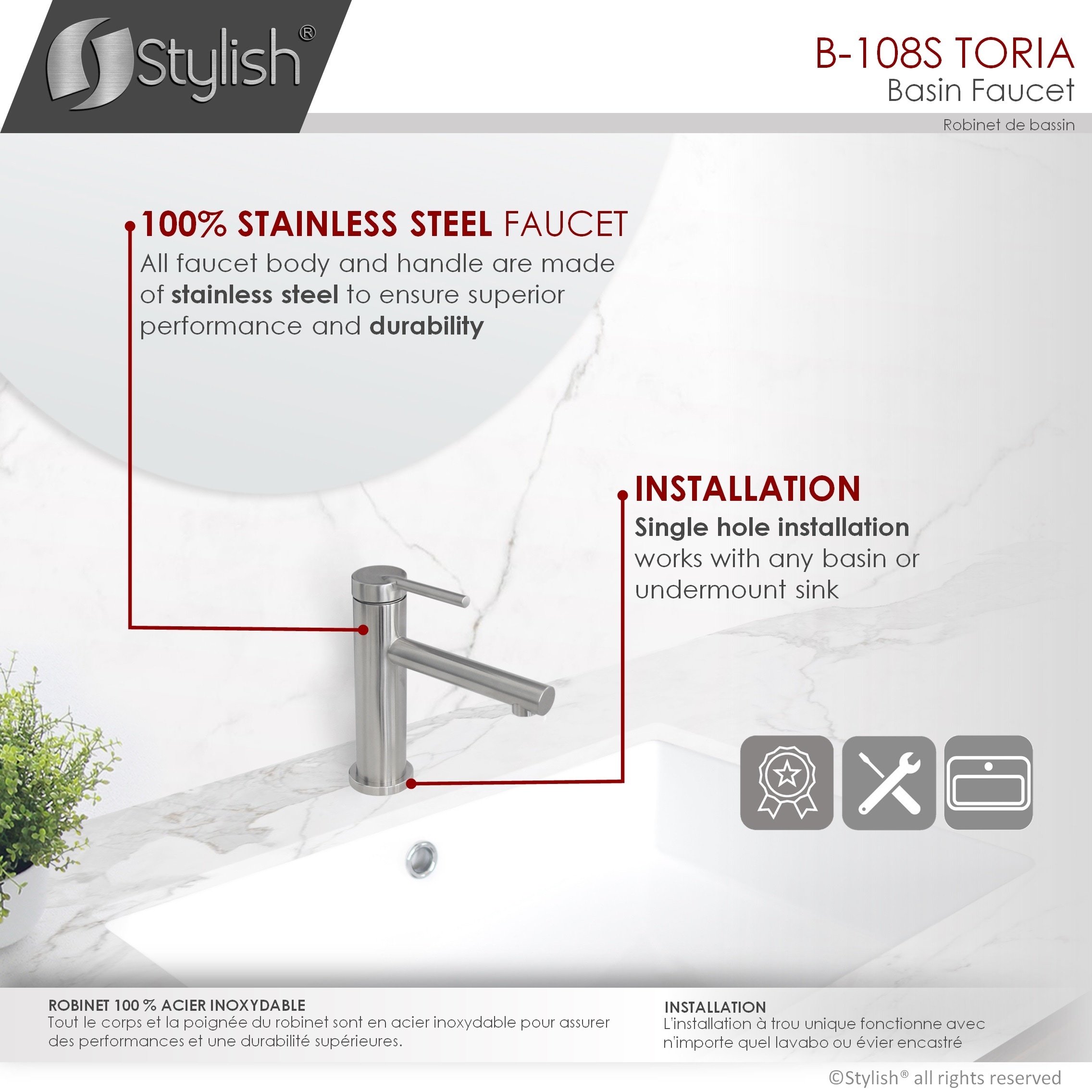 Stylish B-108S Lavatory-Faucets - View #7