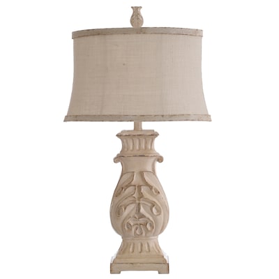 Stylecraft Home Collection 31 In Distressed Antique White 3 Way Table Lamp With Fabric Shade The Lamps Department At Com Way Table Lamp With Fabric Shade, Kirklands Distressed Cream Table Lamps