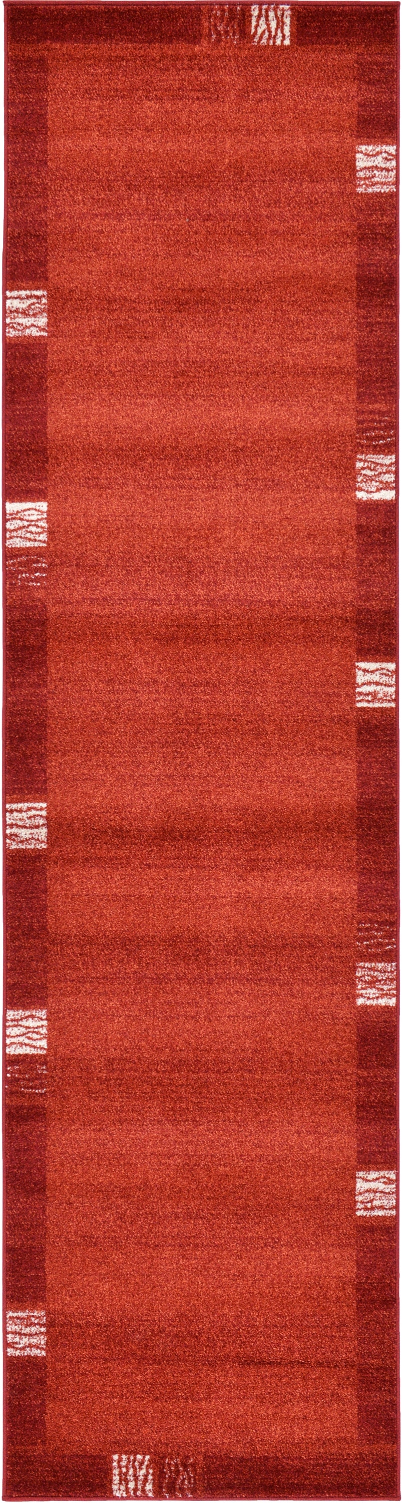 Unique Loom 3120480 Sarah Del Mar 3 x 10 (ft) Loomed Polypropylene Rust Red/Terracotta Rectangular Indoor Geometric Industrial Runner rug