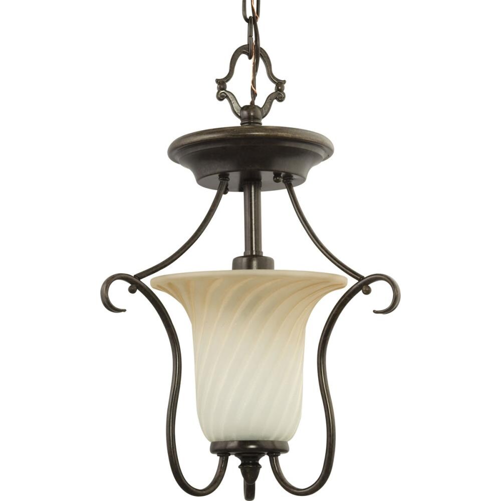 Progress Lighting P3678-77 Kensington 1-Light 11.37-in Forged Bronze Semi-Flush mount light