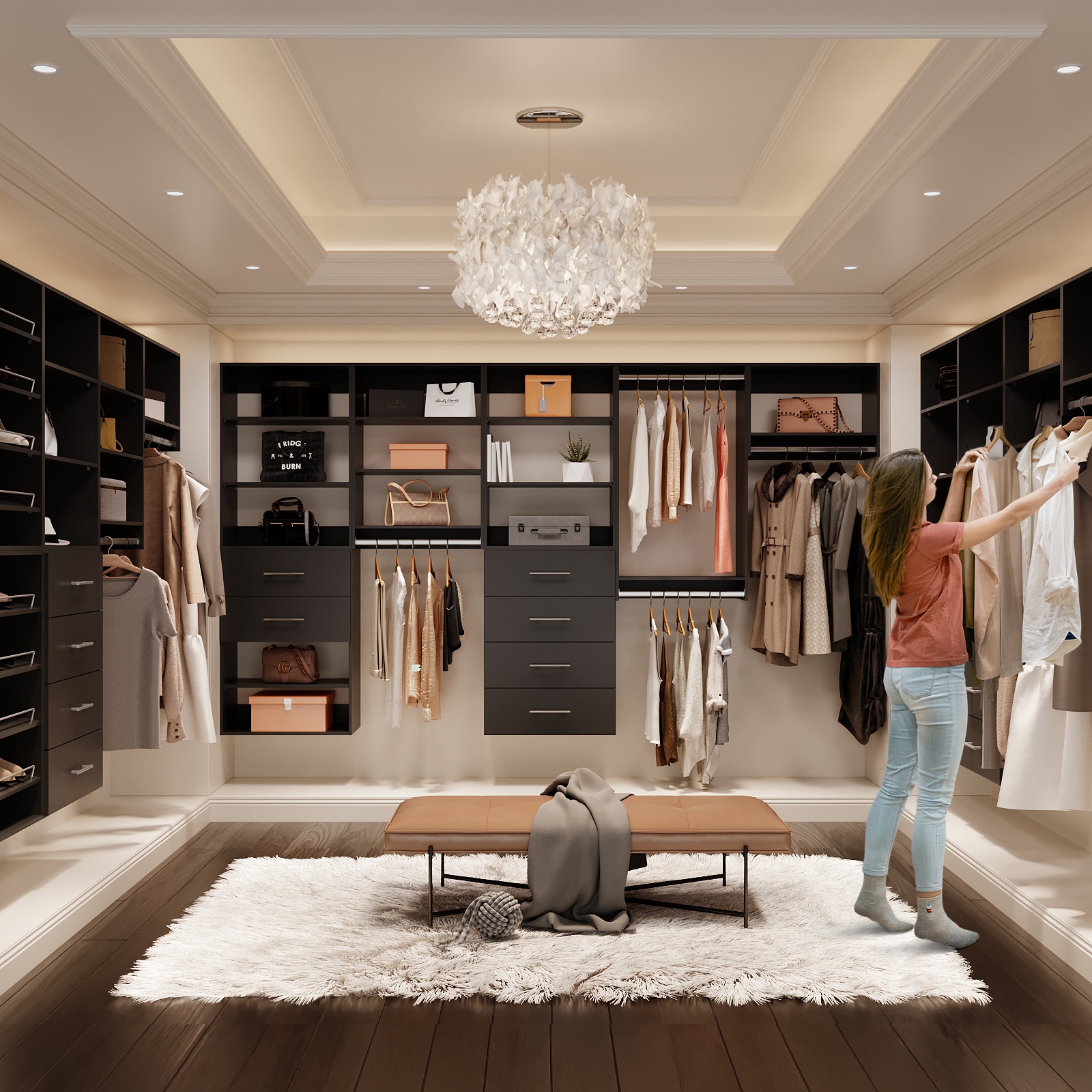 LOVMOR LO-7407005602-SY-ZJL Wood-Closet-Shelves - View #6