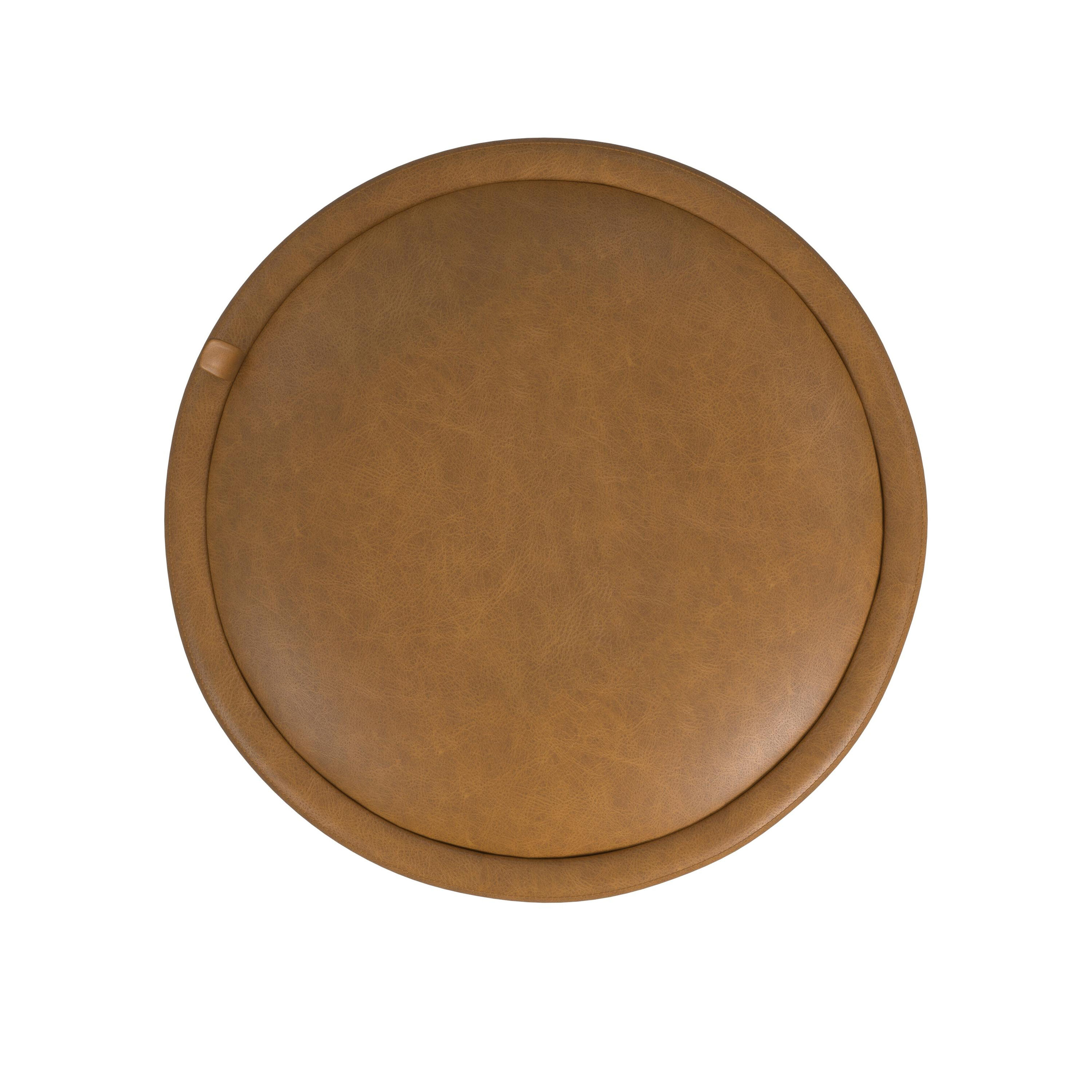 Carmel Faux Leather Tufted Round Storage Ottoman