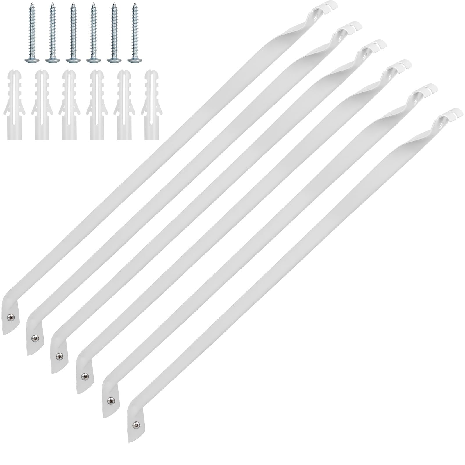 Aoibox  6 Pack Metal Support Brackets for 12 in Deep Wire Shelving with Anchors and Screws White Epoxy Coated