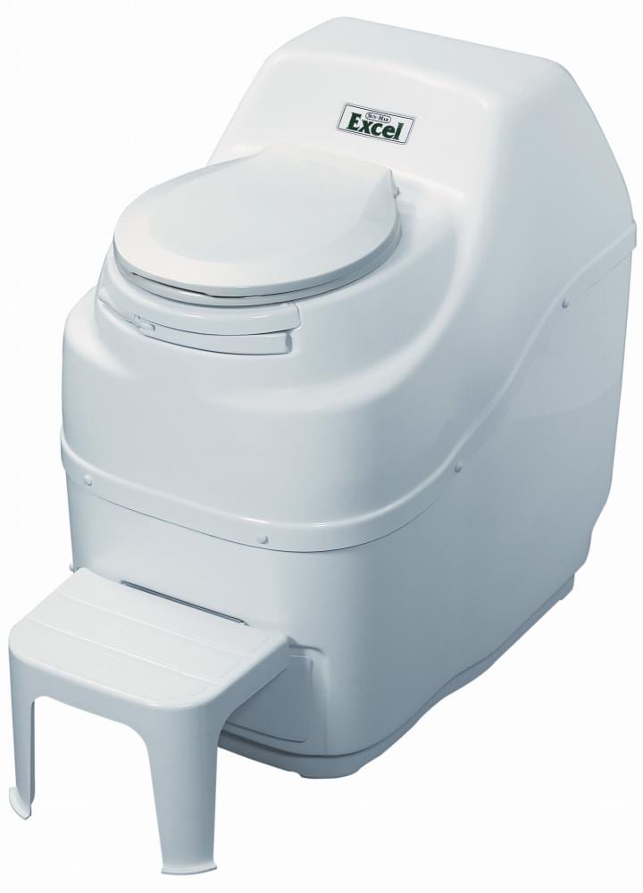 Sun-Mar CSEL-01001W Excel White Touchless Flush Round Custom height Composting Toilet 0.8 GPF