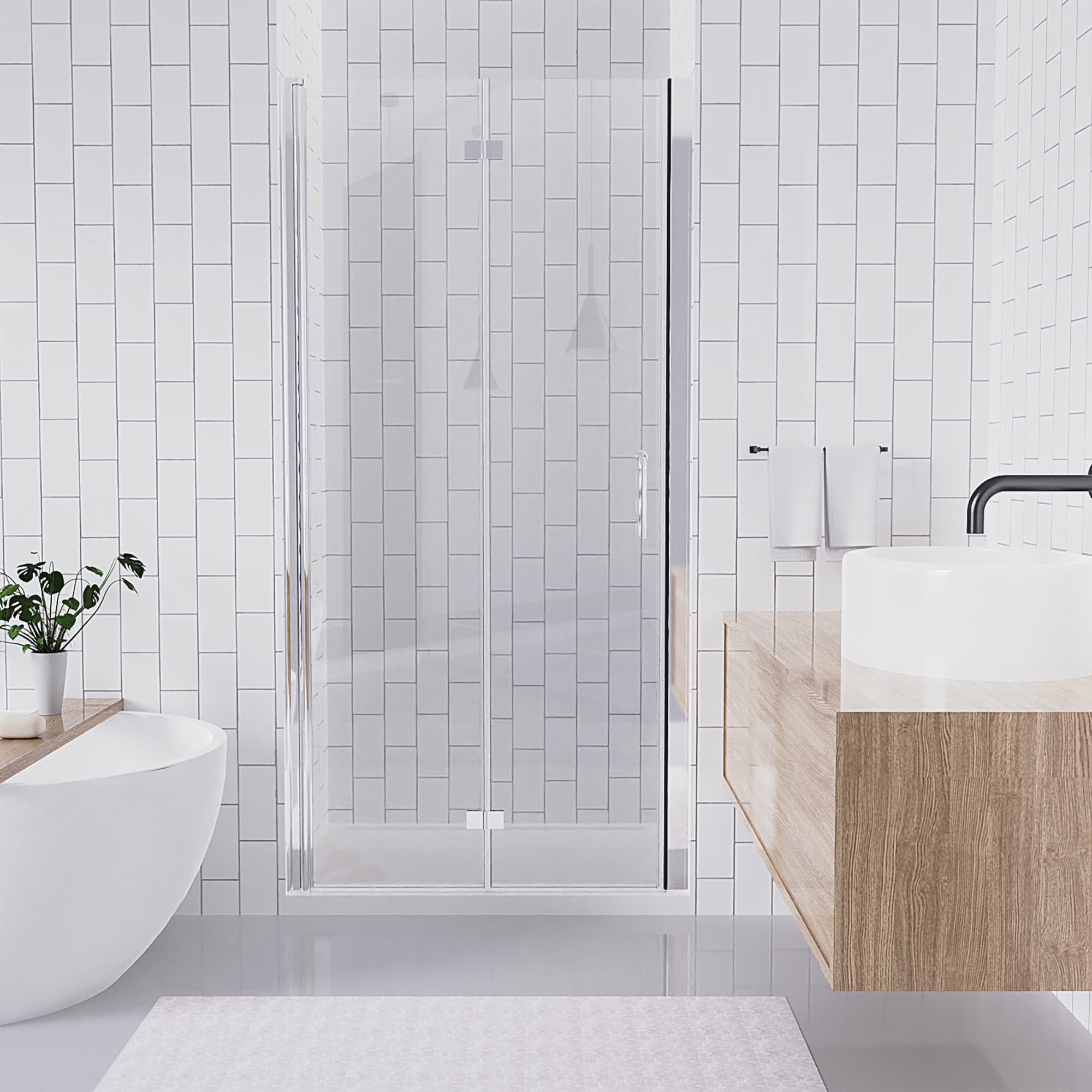 Lordear LD-ZDM6604BN Chrome 36-in to 37-in W x 72-in H Frameless Bifold Shower door 1/4-in Thick Clear Glass