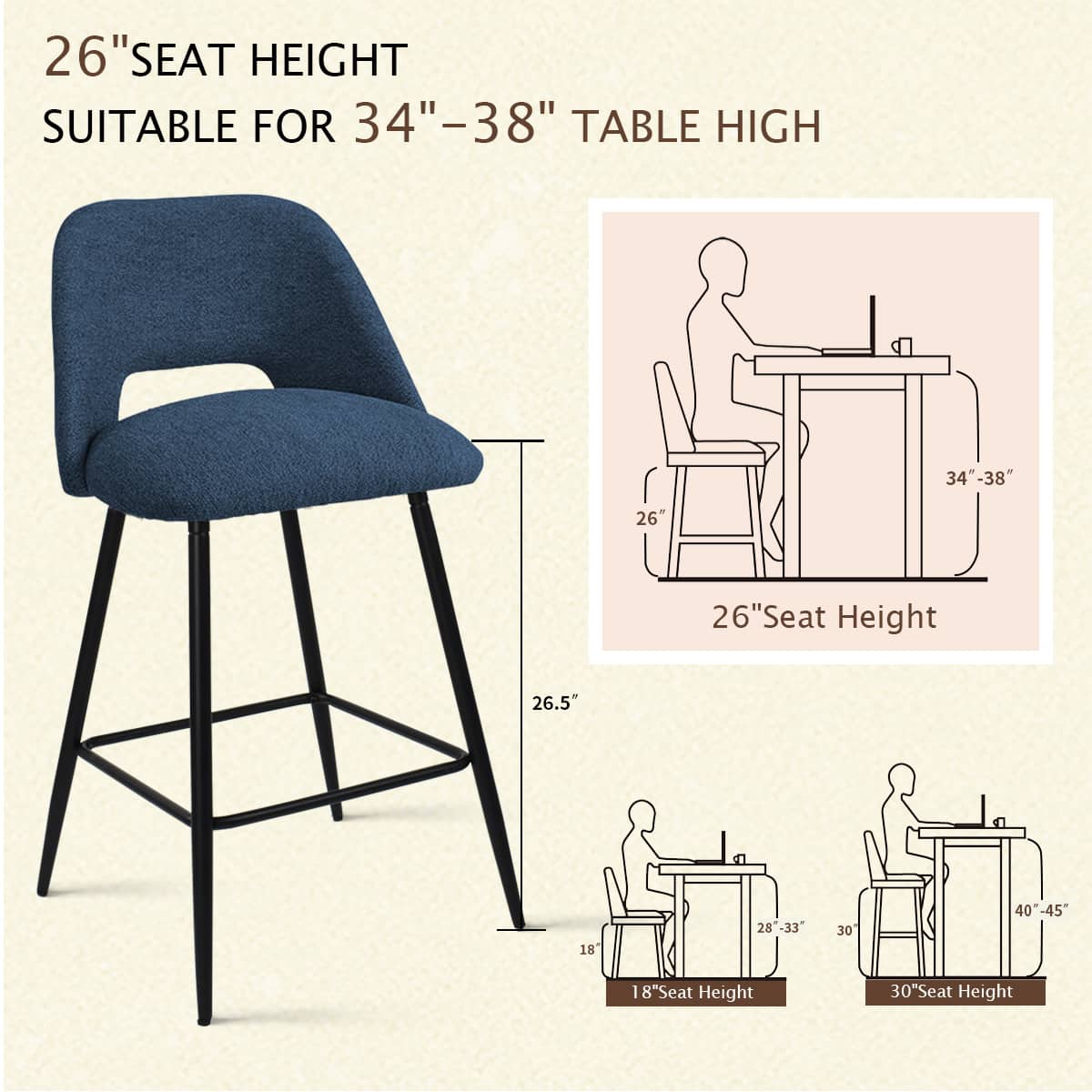 Maison Boucle EDWIN-MIDBAR-BE stools - View #6