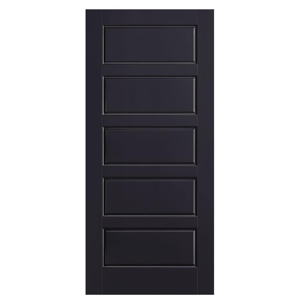 Masonite 1444366 Riverside 36-in x 80-in Midnight 5-panel equal Smooth Hollow core Prefinished Molded composite Slab Door