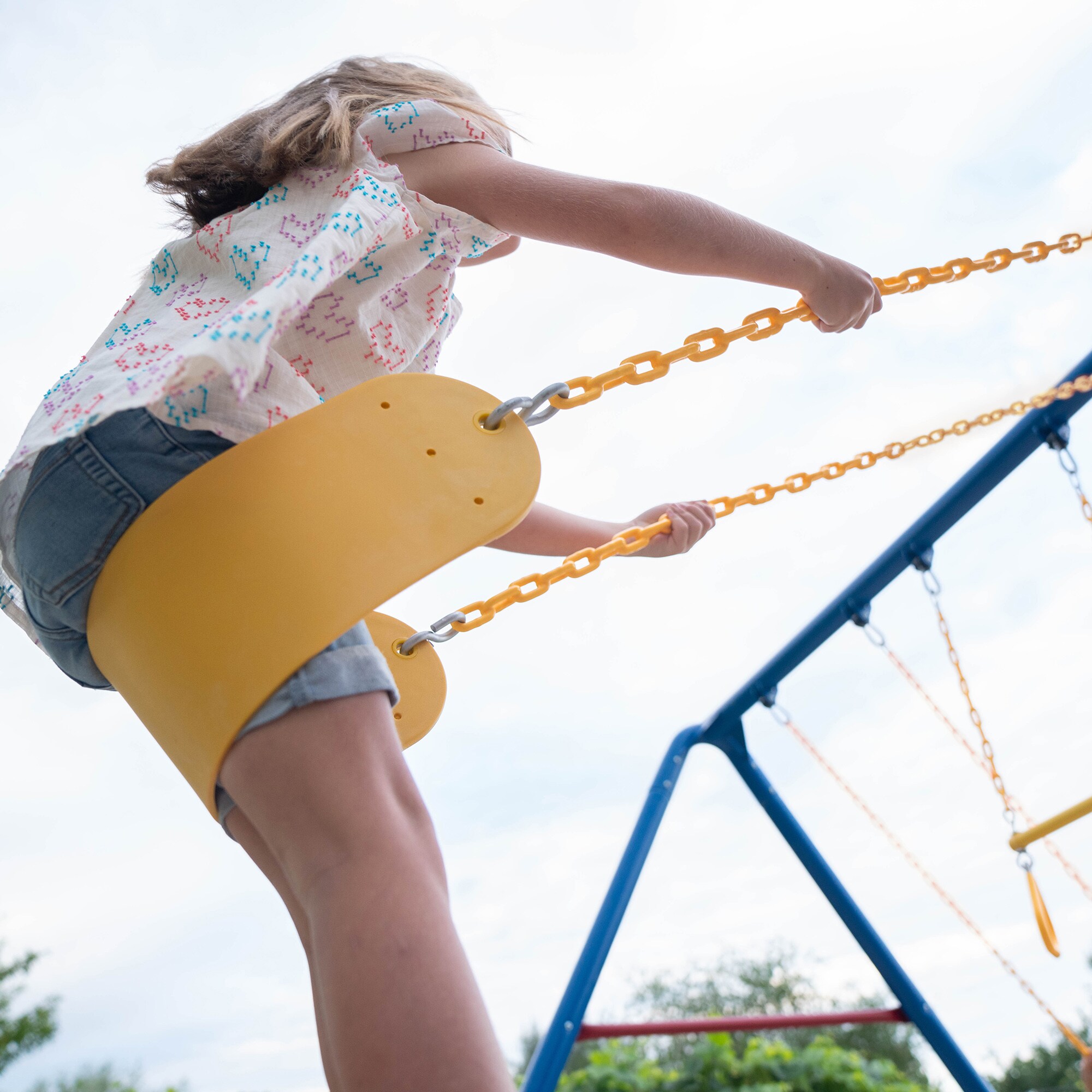 Lifetime Primary Colors Metal Swing Set with Slide and Climbing Wall