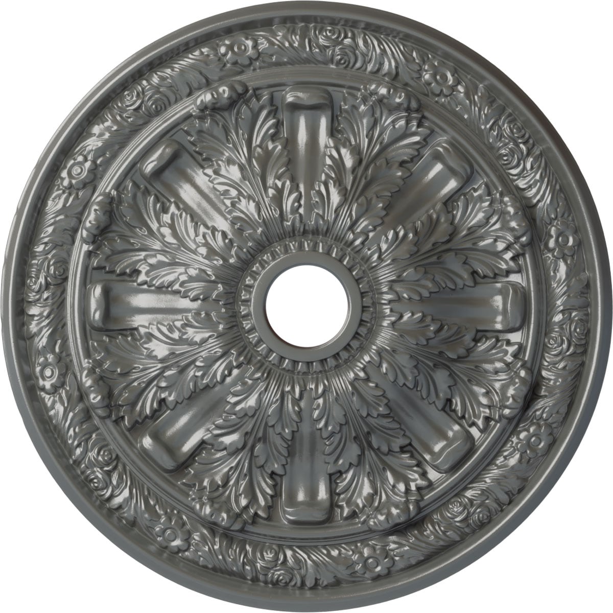 Ekena Millwork CM30FLSLS Flagstone 30-in W x 30-in L Painted Silver Polyurethane Whole Ceiling Medallion