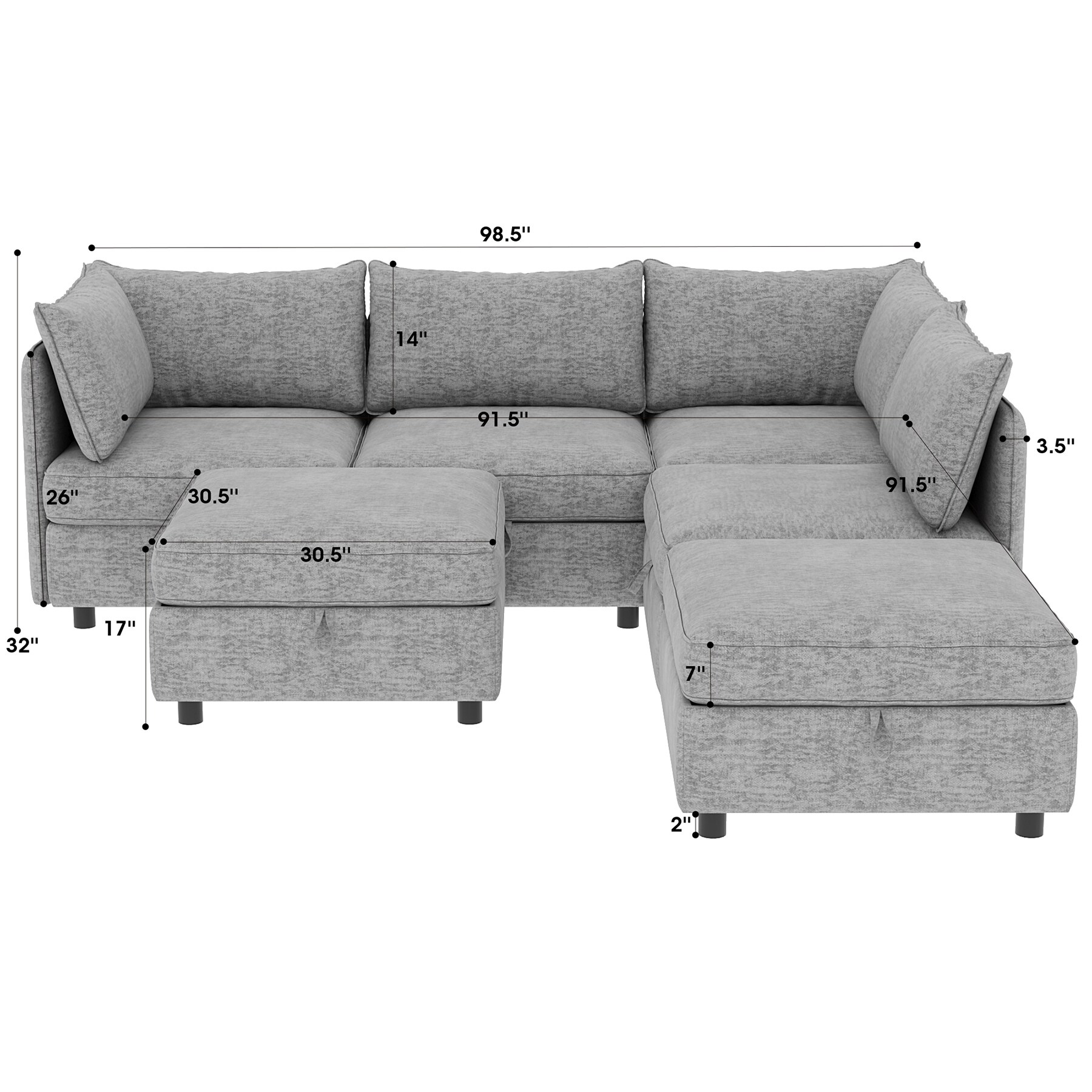 SINOFURN SYA020321GY Sofas-Loveseats - View #3
