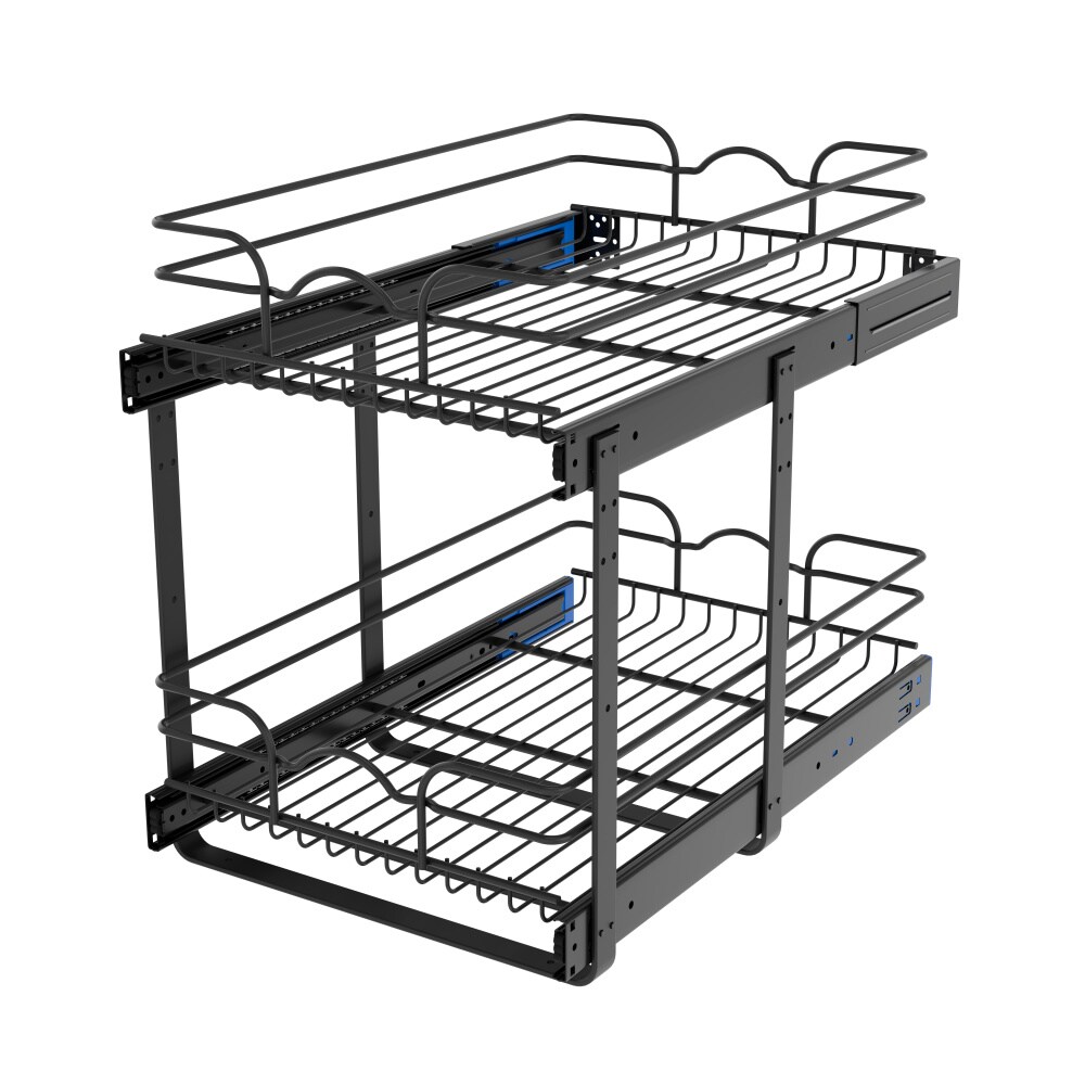 Rev-A-Shelf 11.7-in W x 16.23-in H x 22.25-in D 2 -Tier Cabinet-mount Black Stainless steel Soft Close Pull-out Sliding basket kit