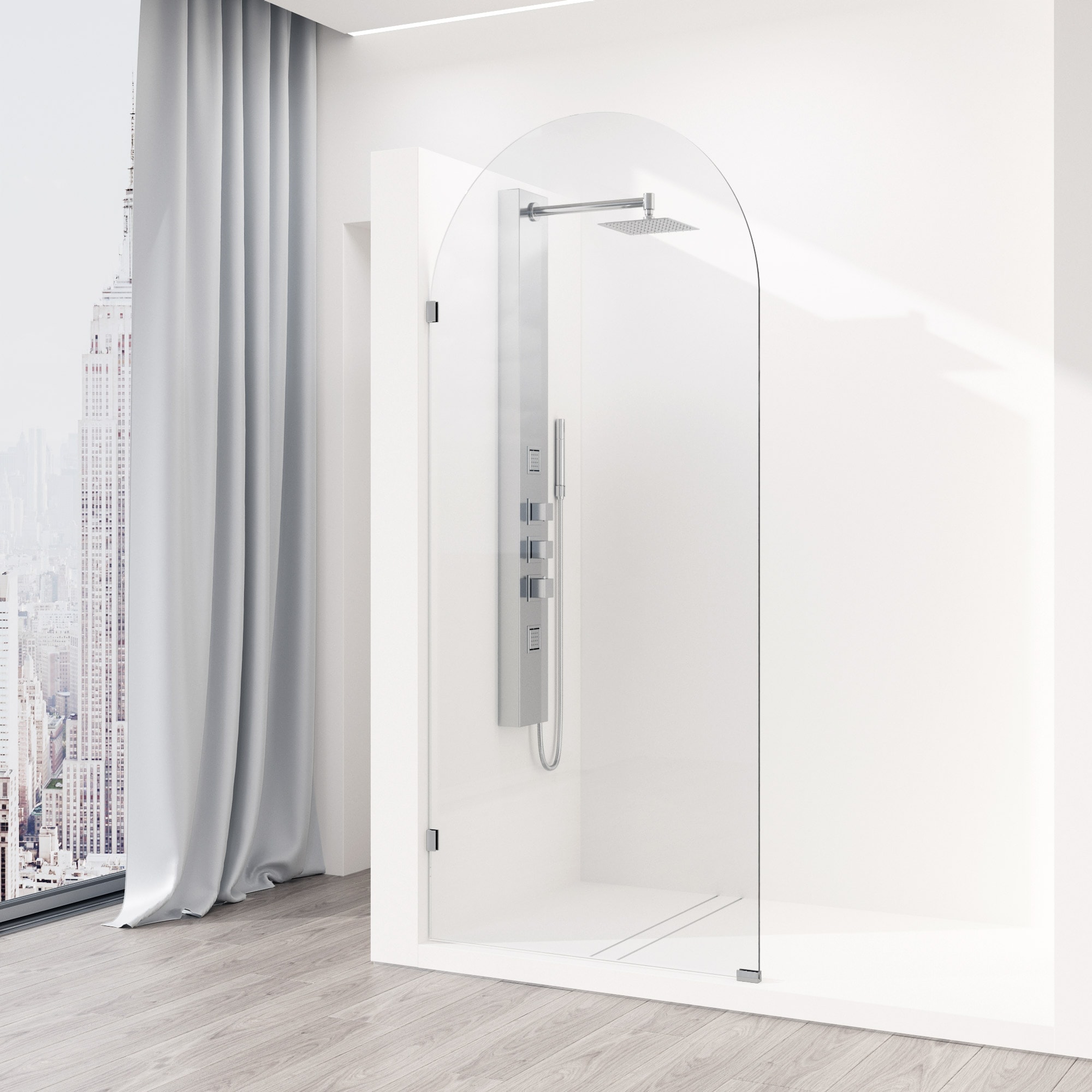 VIGO VG6094CHCL3478 Arden Chrome 34-in W x 78-Inches H Frameless Fixed Shower door 3/8-in Thick Clear Glass