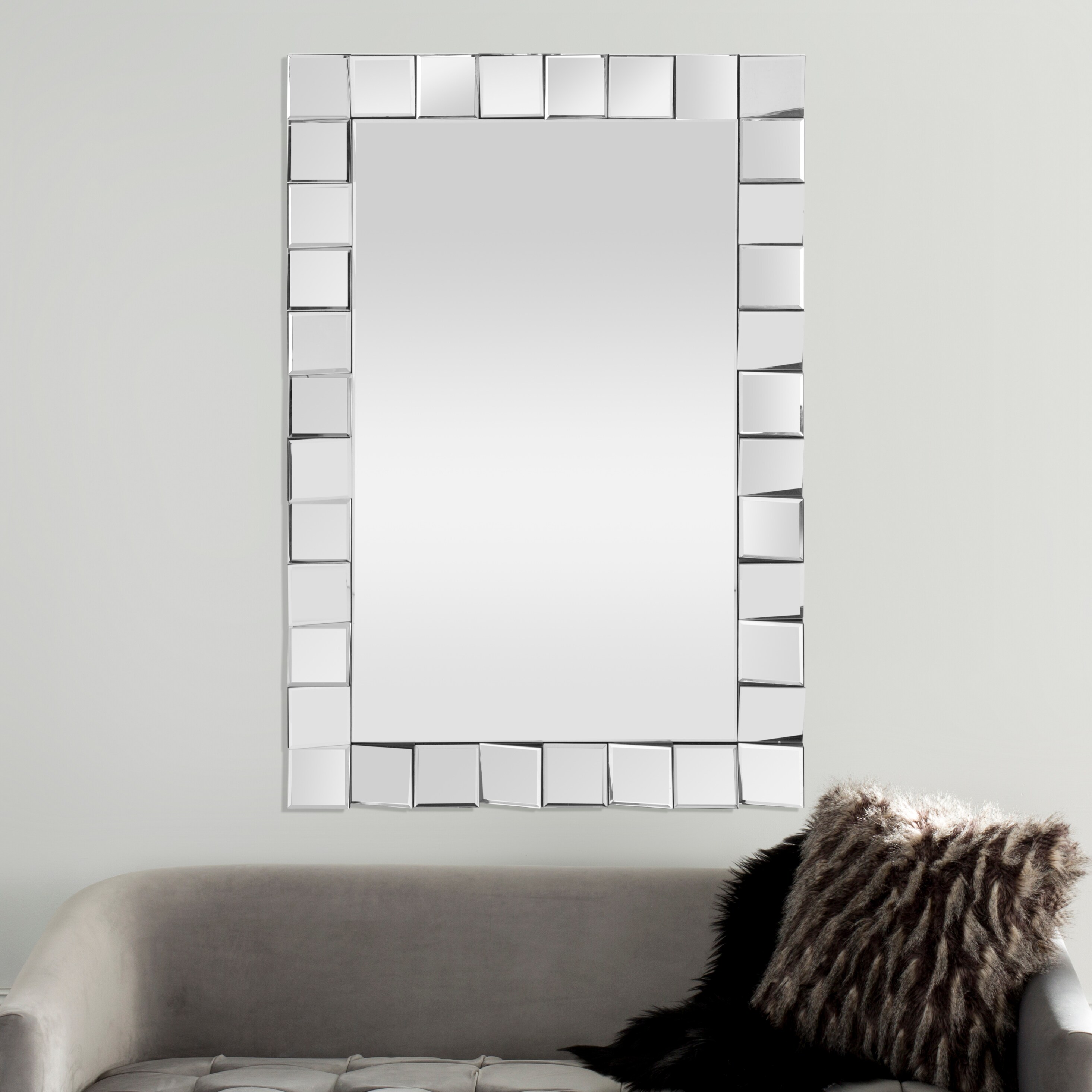 Safavieh MIR9019A Verney 35.2-in W x 23.6-in H Silver Framed Wall Mirror