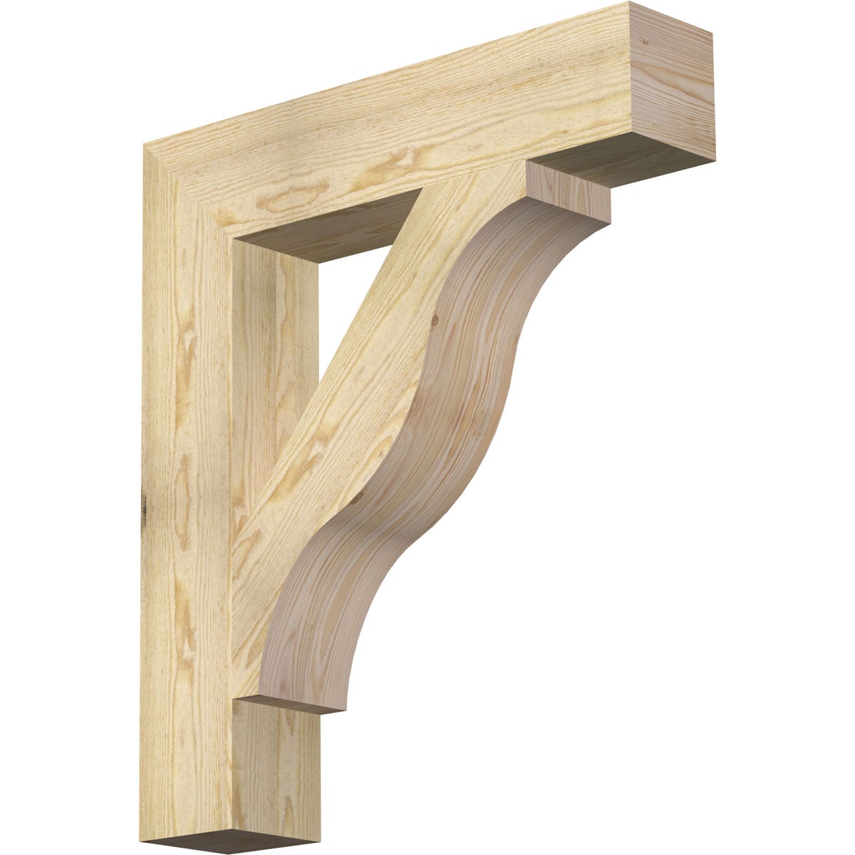 Ekena Millwork BKT06X30X34FST05RDF Funston Block Rough Sawn 6-in x 30-in x 34-in Douglas fir Brown Wood Standard bracket