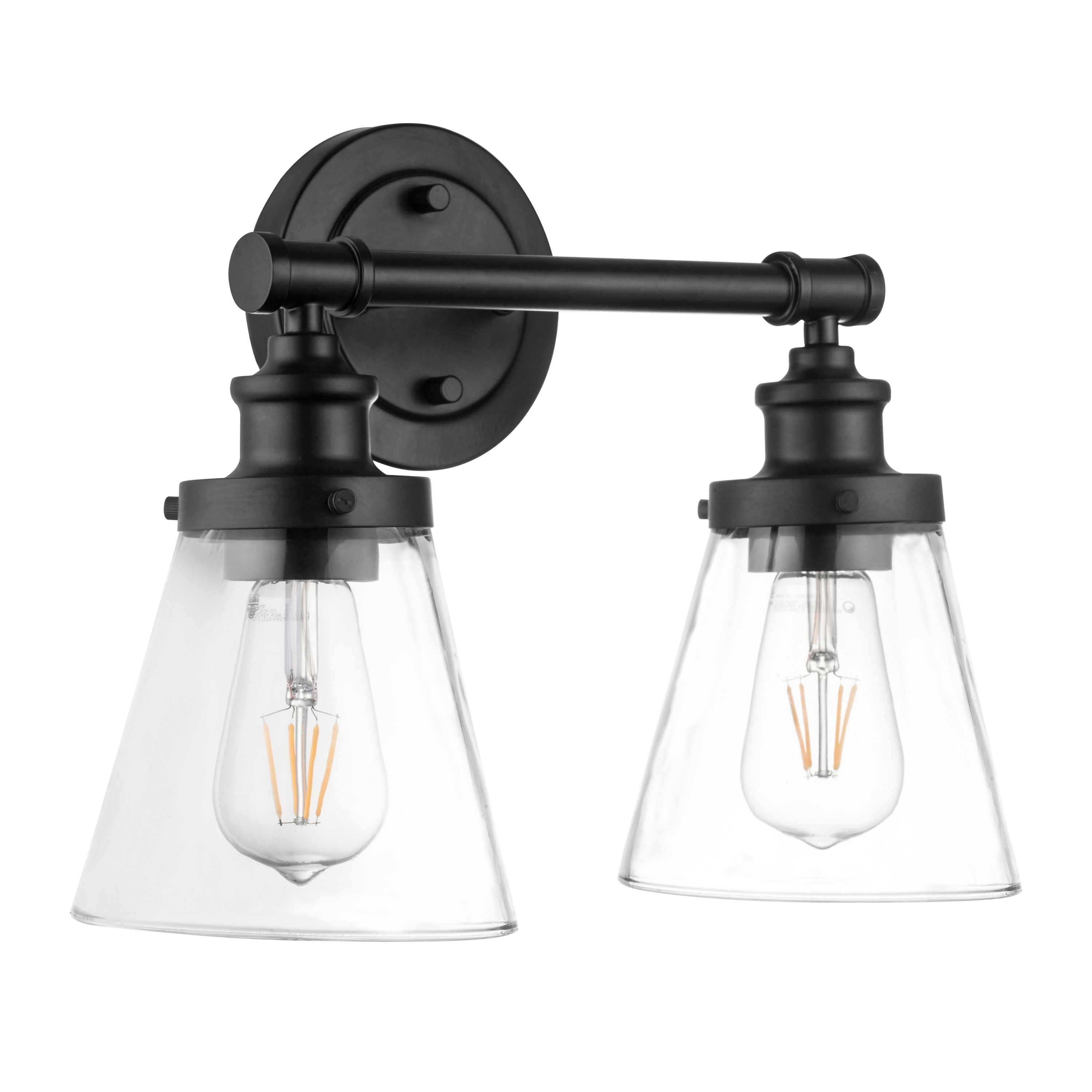 Matte Black Steel Double Light Outdoor Vanity Sconce