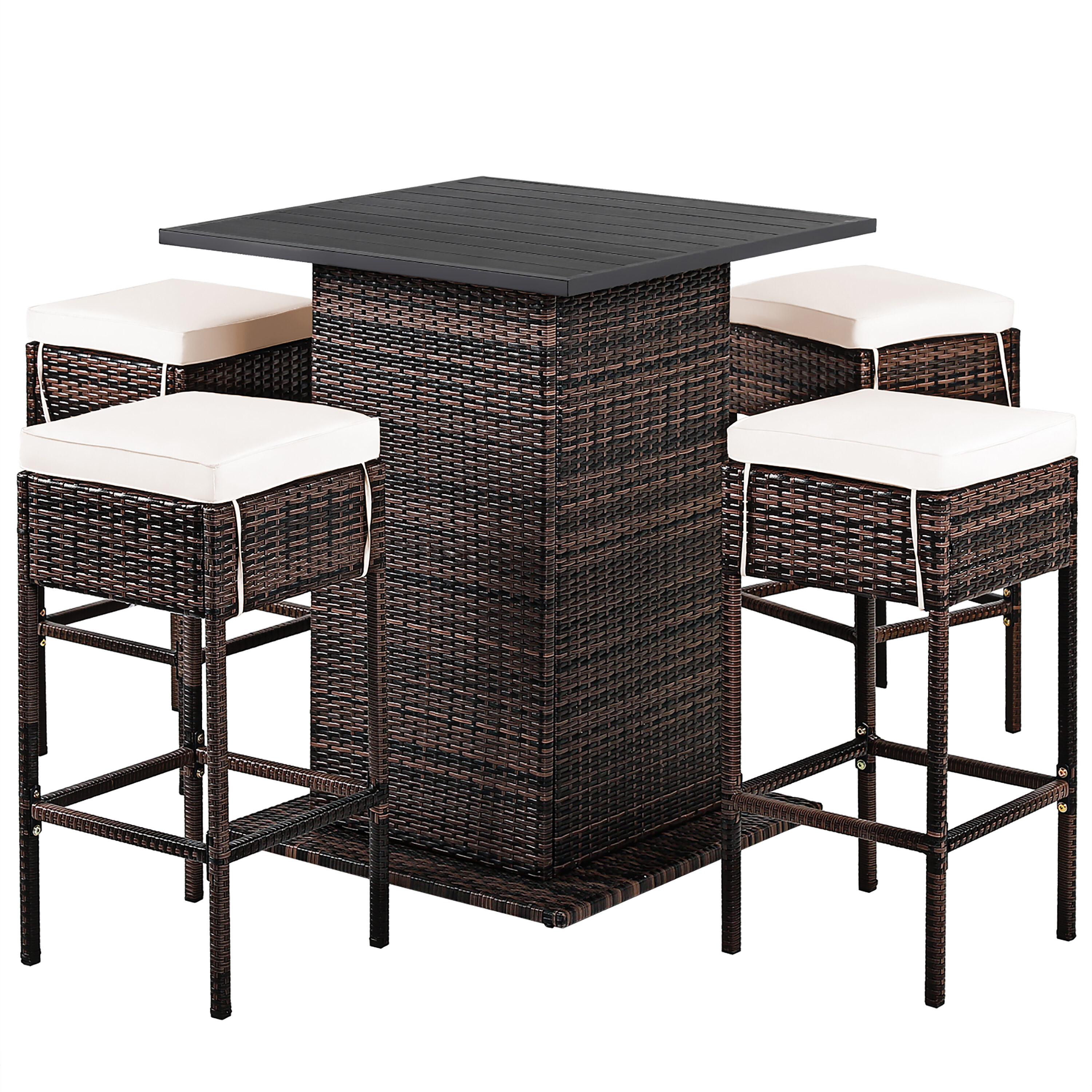 Costway HW68244+ Off white Steel Patio Bar
