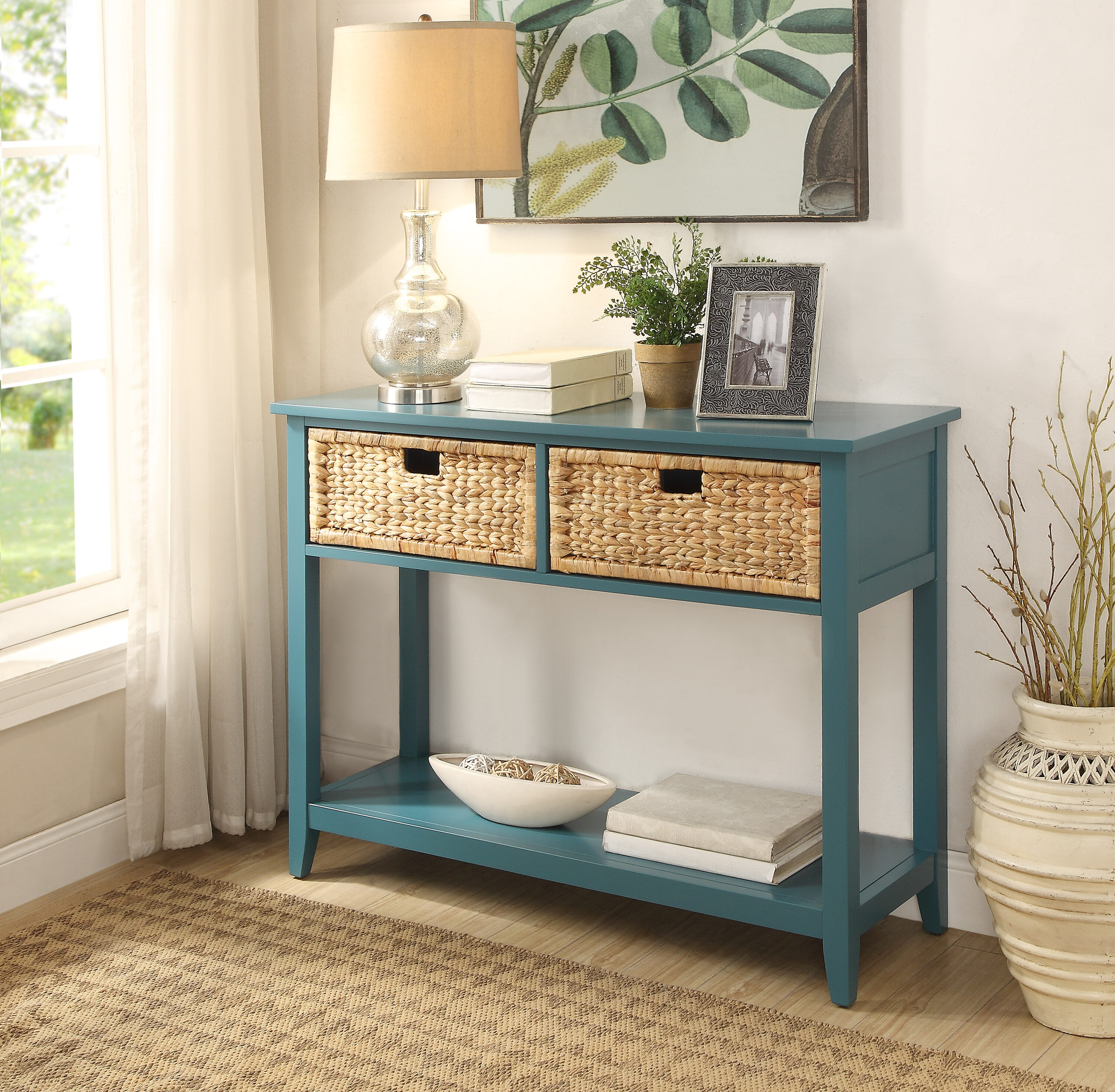 LOVMOR SF-R-B2726P272975 Flavius Teal Finish Console Table