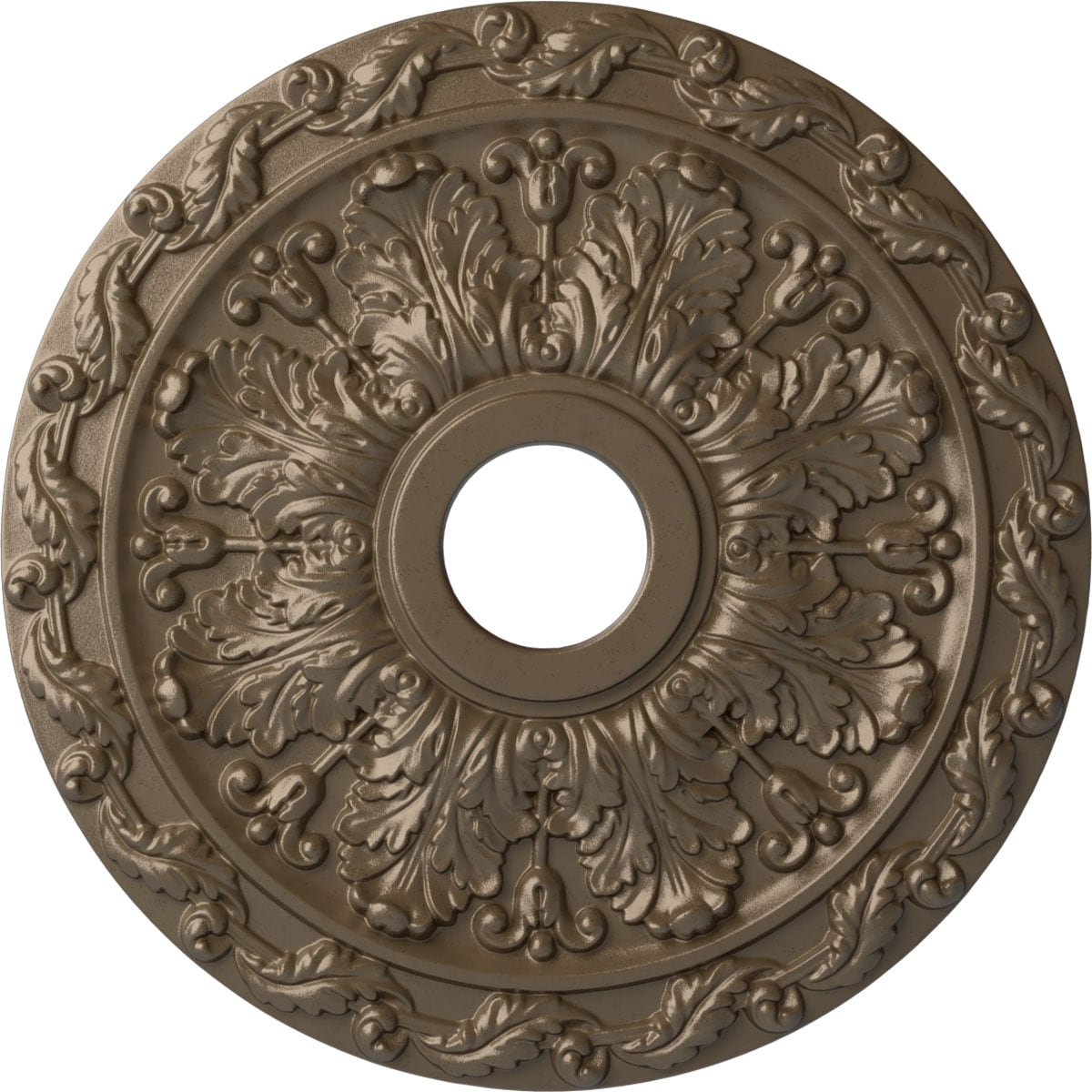 Ekena Millwork CM19SPWSS Spring Leaf 19.875-in W x 19.875-in L Painted Warm Silver Polyurethane Whole Ceiling Medallion