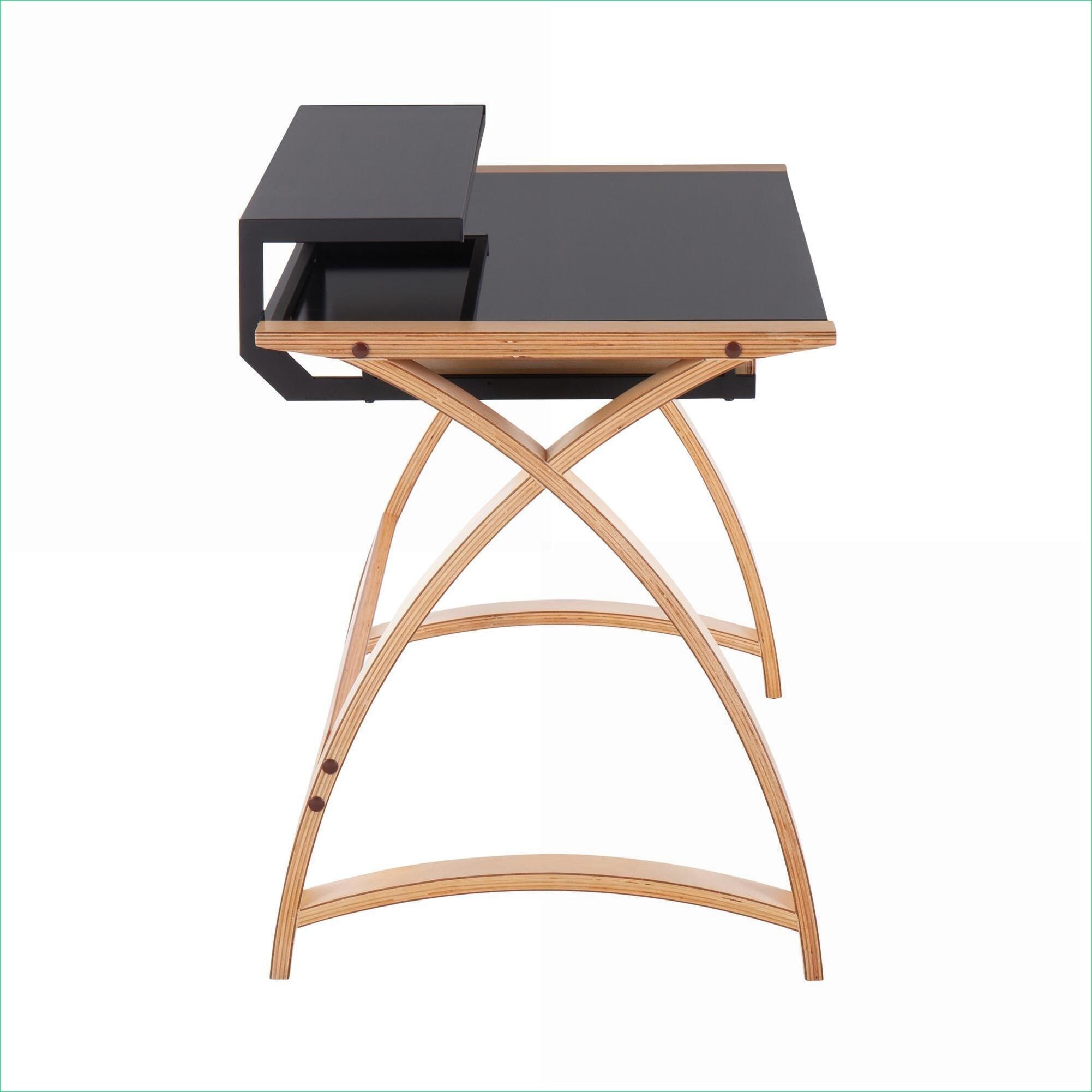 Watnature Matte Black Wood and Glass Computer Desk for Home Office Work ...