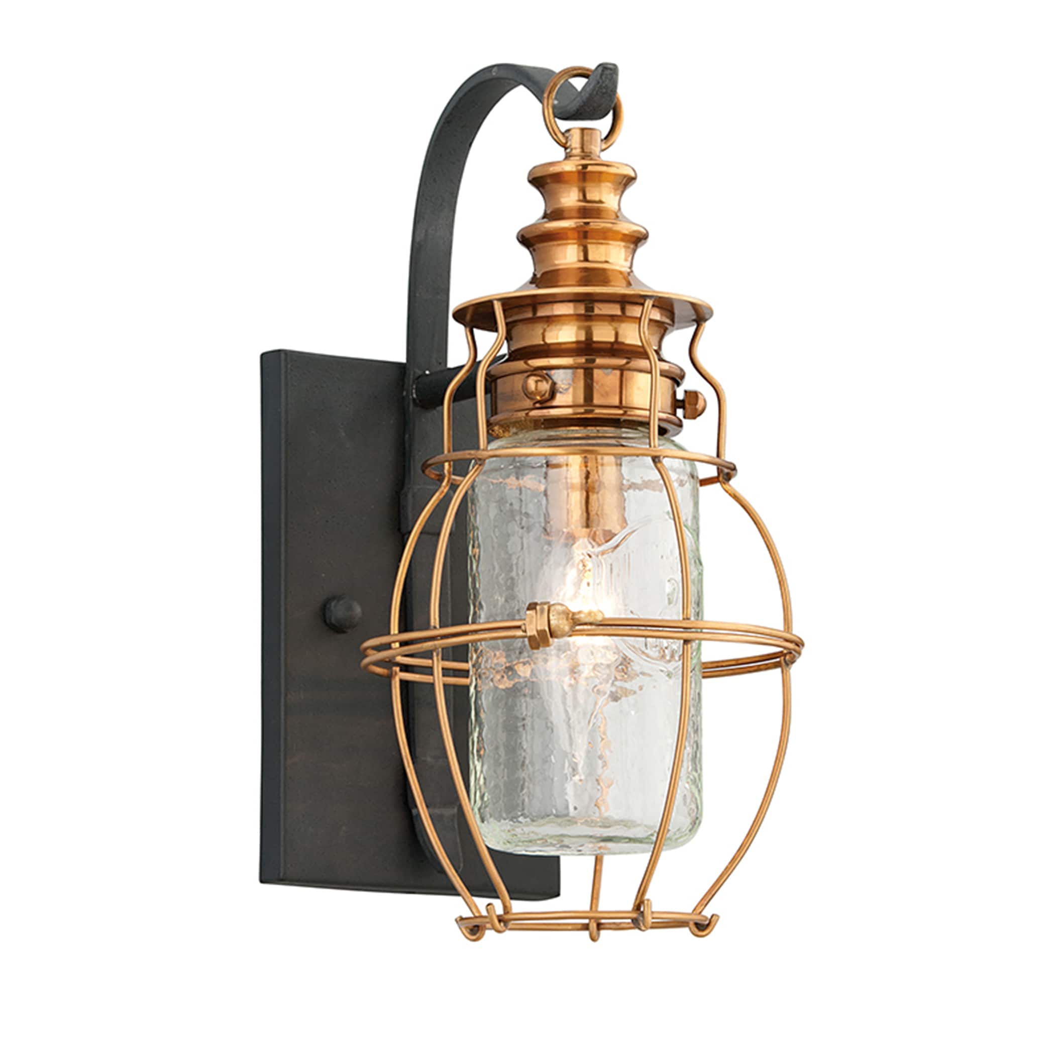 Troy Lighting B3571 Little Harbor 1 -Light 12.5-in H Brass Hardwired Outdoor Wall Light
