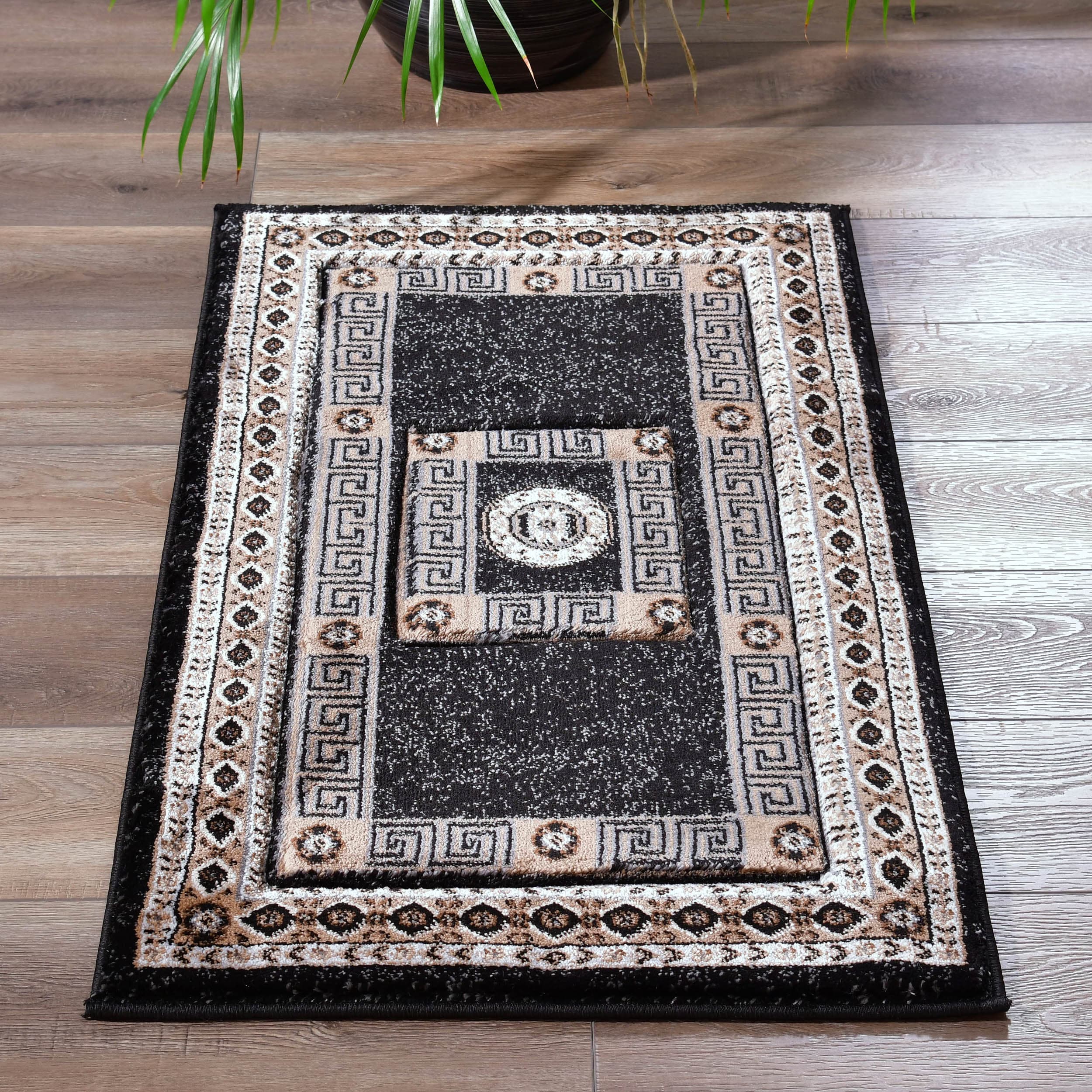 MDA Rugs GM6123 Glamour 2 x 3 (ft) Polypropylene Black/Beige Rectangular Indoor Abstract Area rug
