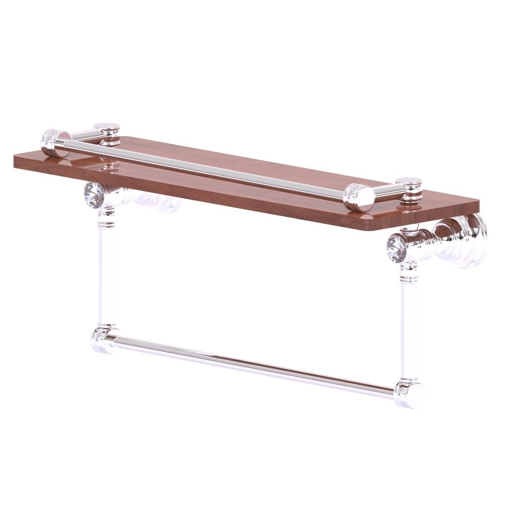 Allied Brass CC-1-16-TB-GL-IW-PC Carolina Crystal Polished Chrome Wall mount Bathroom Shelf ( 16-in x 7.4-in x 5-in )