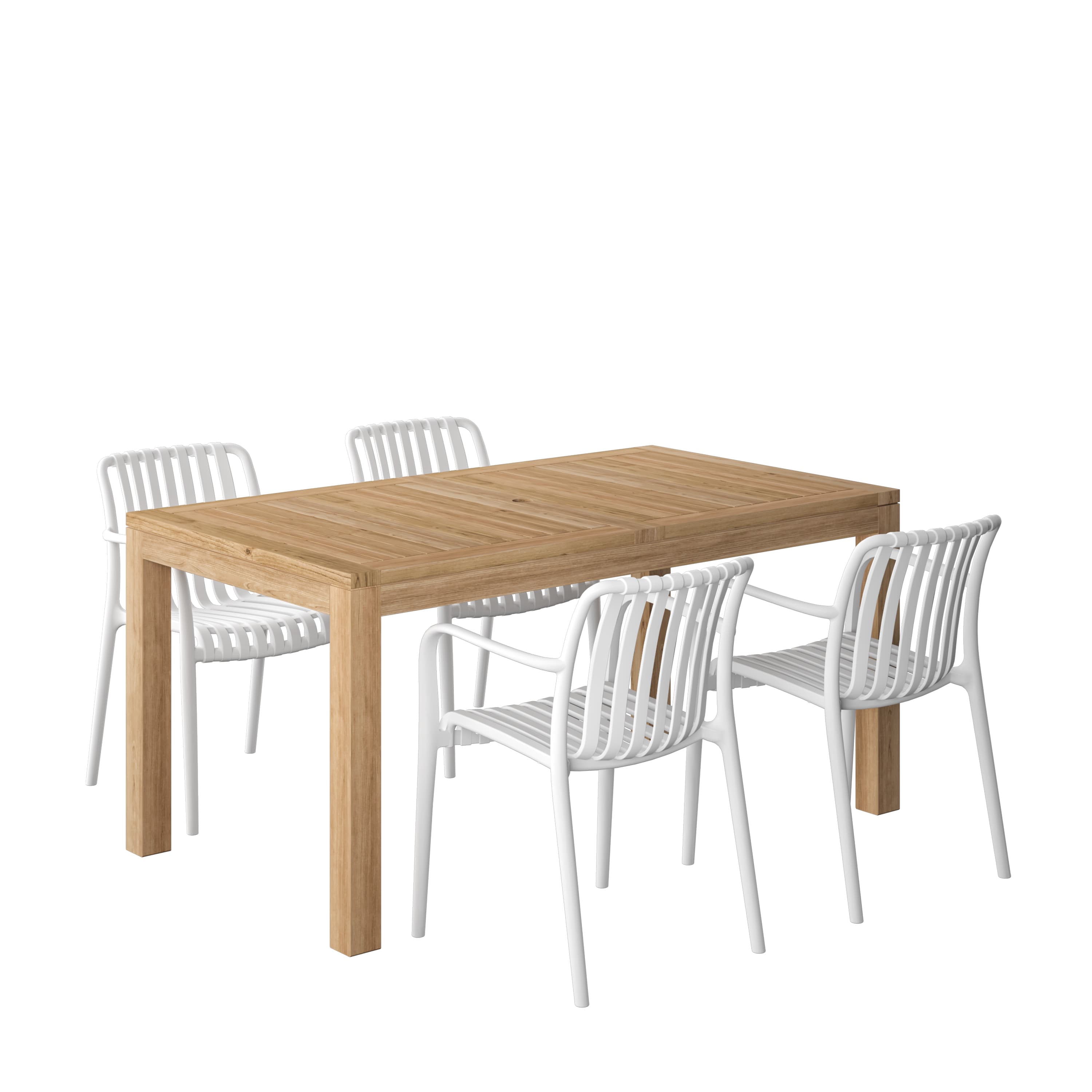 Amazonia RIN-4-CURA-WHT Urban Elements Tinian Patio Dining Set for 4 – Perfect for Family and Friends - Modern and Stylish Dining Table with Chairs