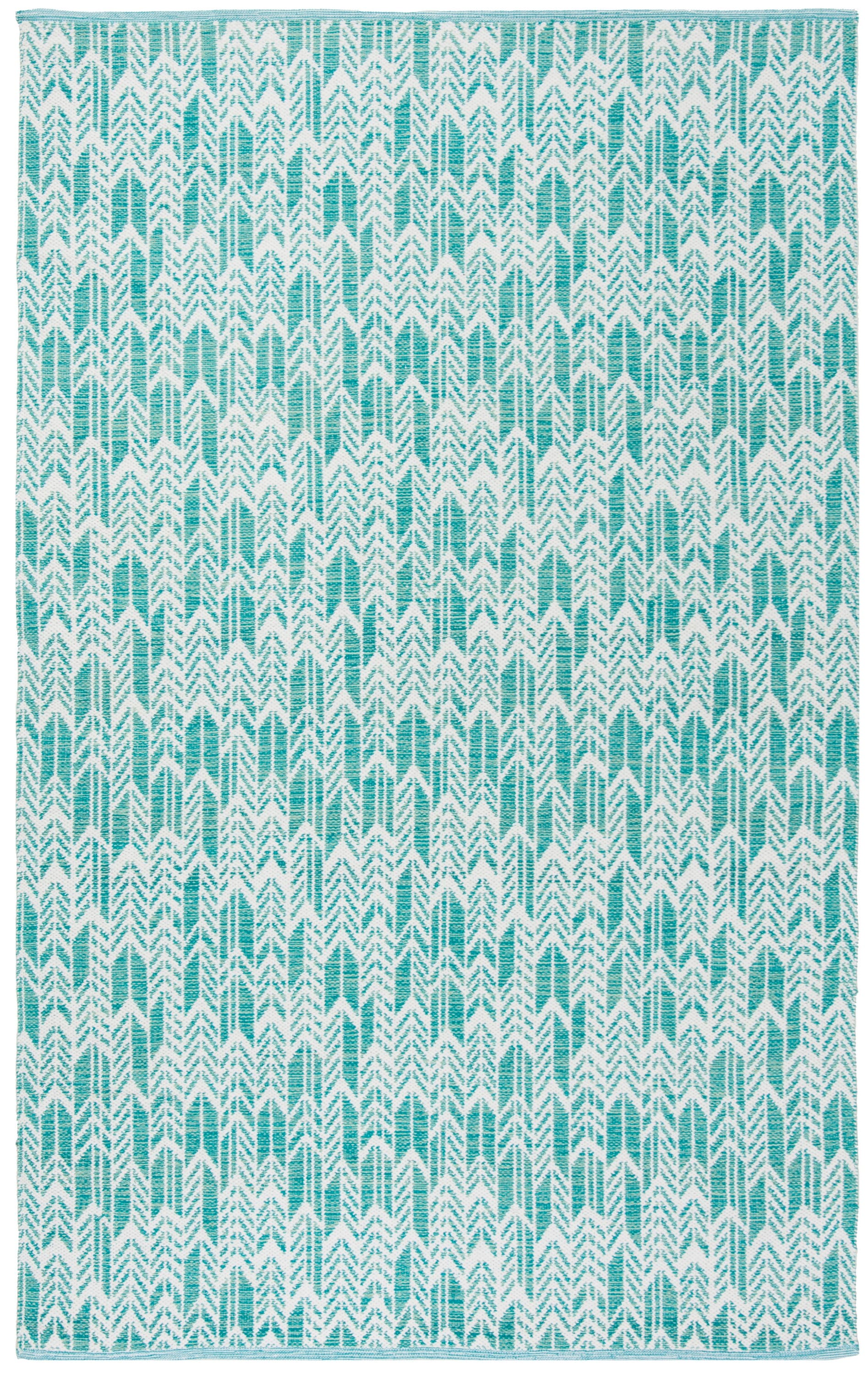Coastal Breeze Aqua and Ivory Cotton Blend 5' x 8' Area Rug