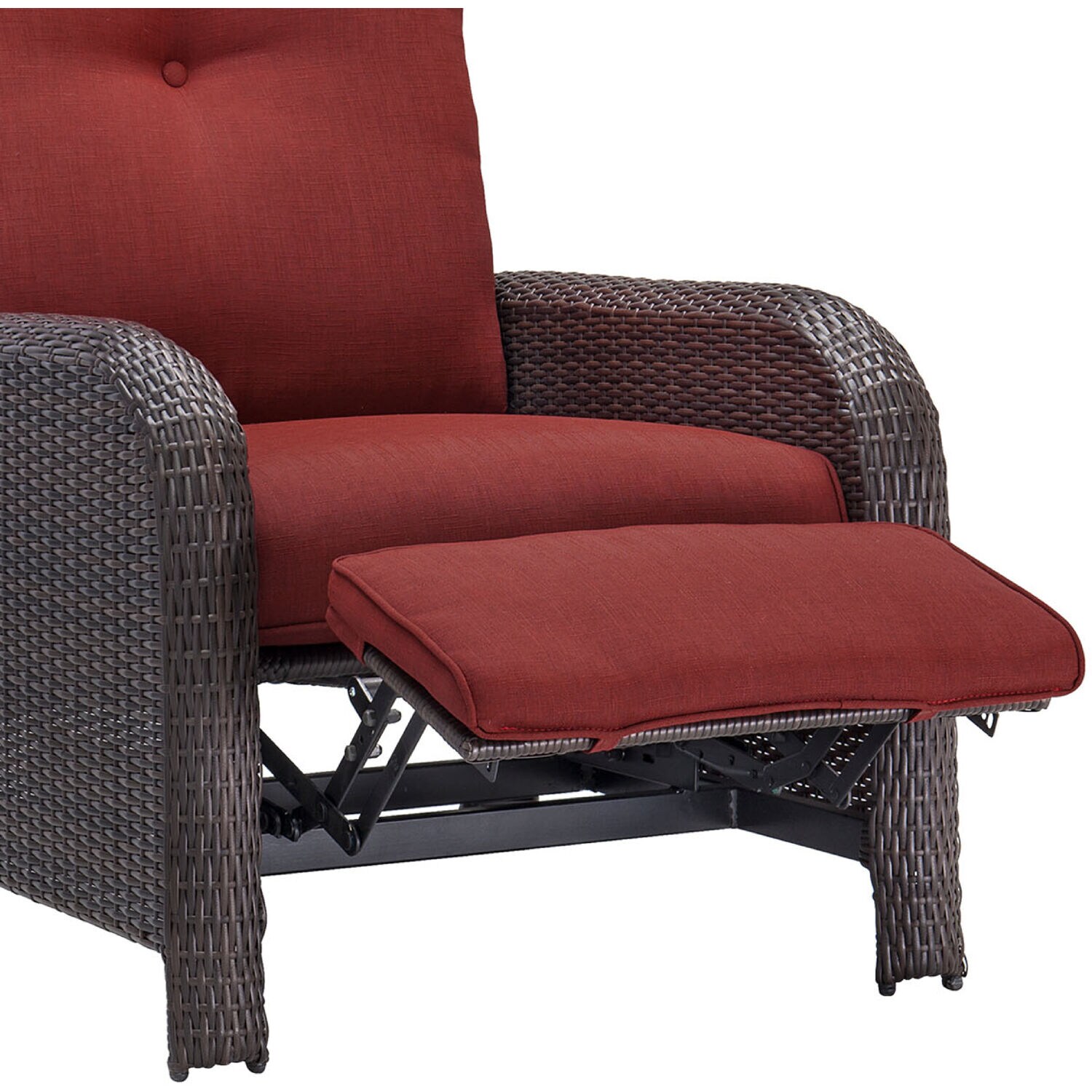 Strathmere Crimson Red Wicker and Steel Outdoor Recliner