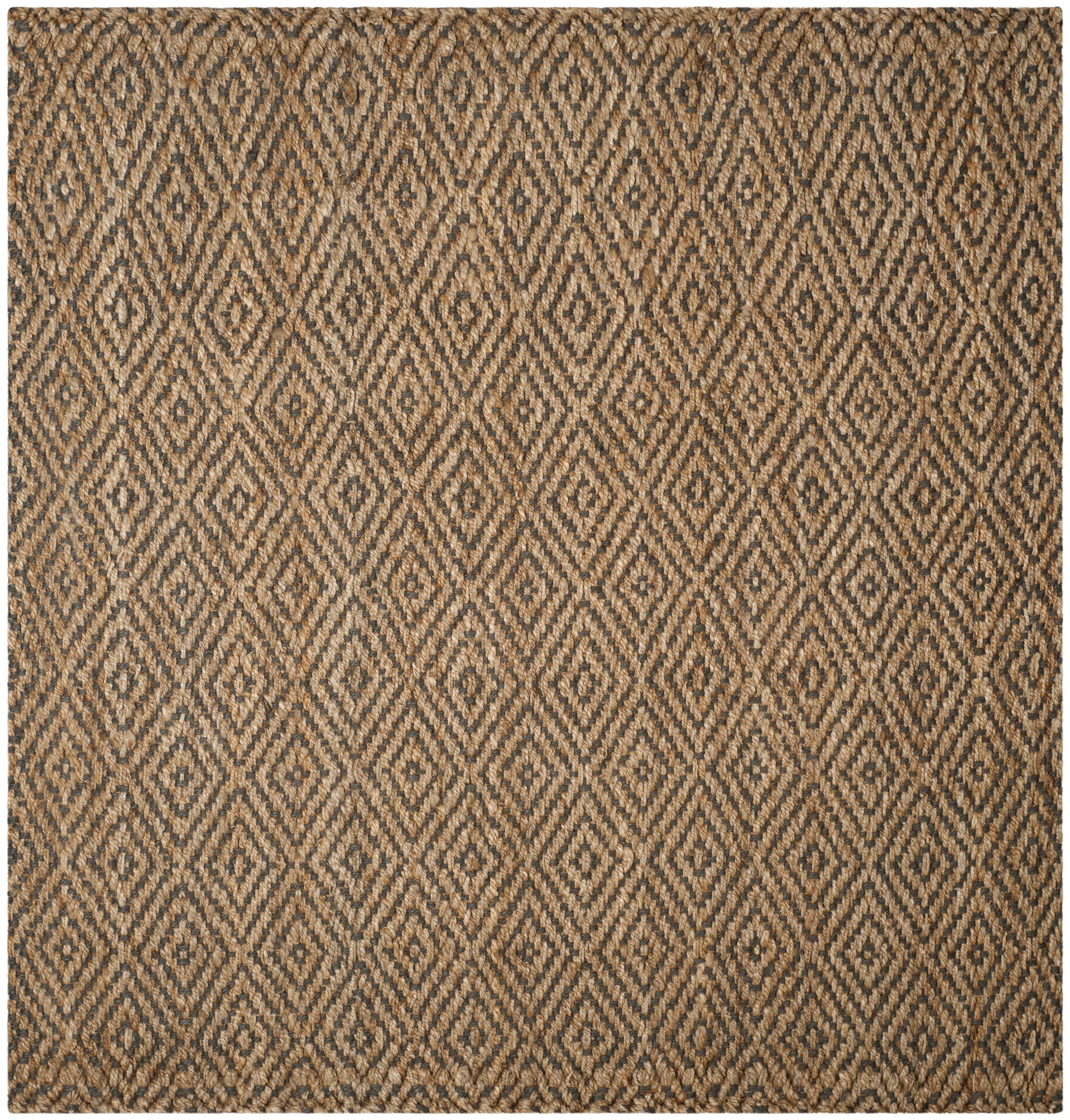 Safavieh NF181D-7SQ Natural Fiber Shinnecock 7 x 7 (ft) Jute Natural/Gray Square Indoor Geometric Coastal Area rug
