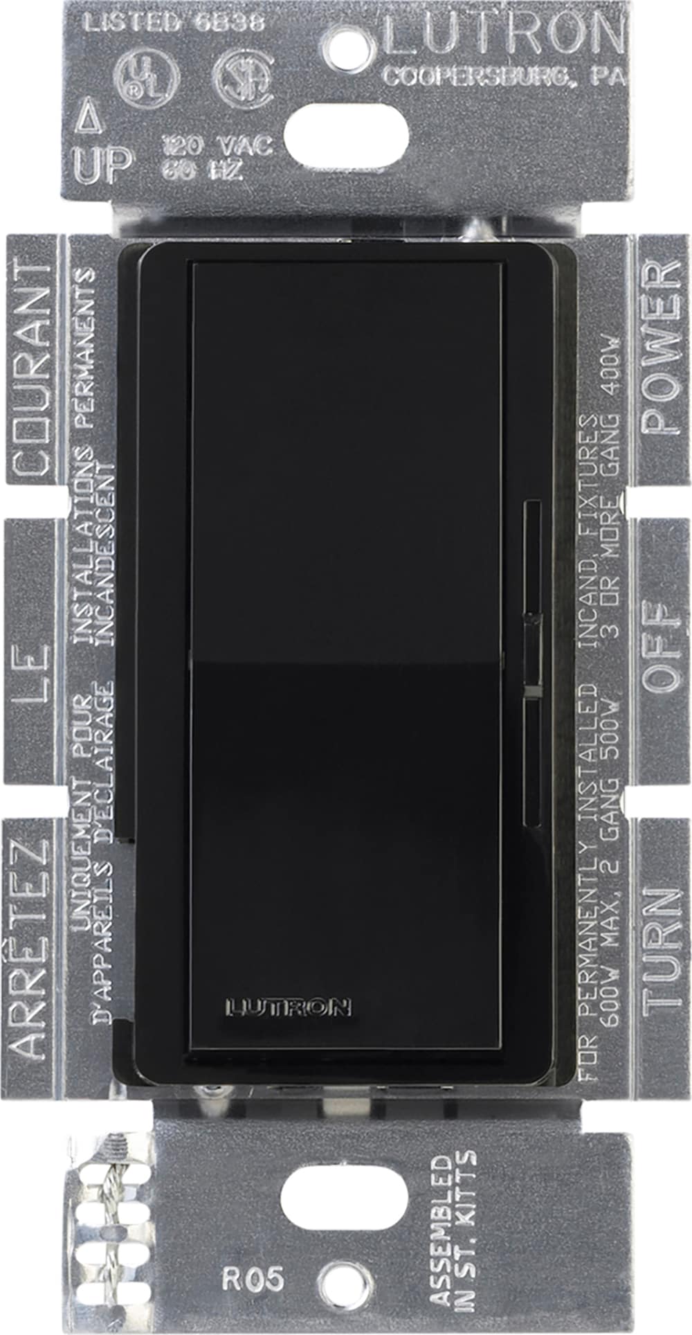 Lutron DVLV-103P-BL Diva Magnetic Low Voltage Single-pole/3-way Rocker Light dimmer switch Black