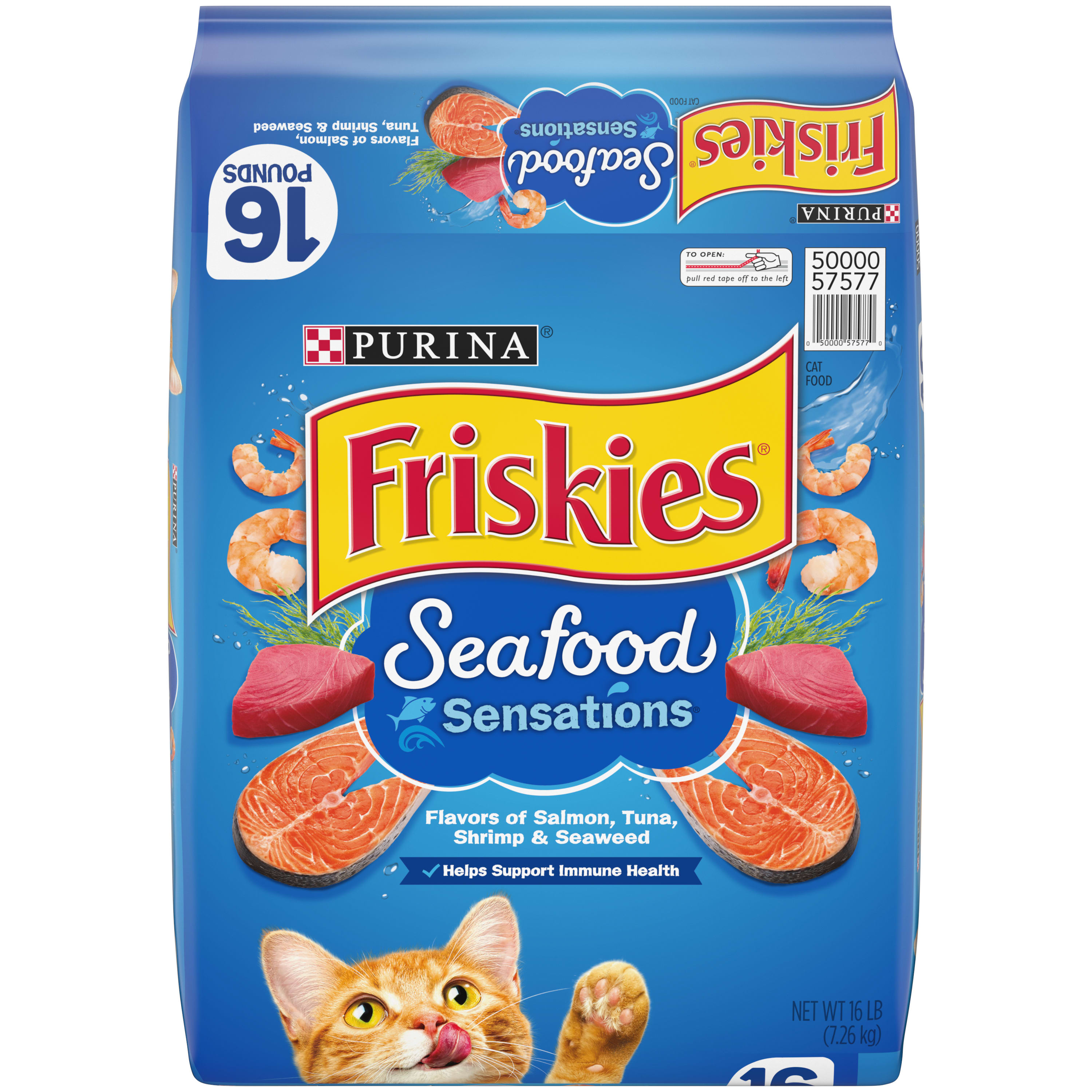Nestle Purina Friskies Seafood Sensations Dry Cat Food 16 lb Bag Salmon Tuna and Shrimp Flavors Complete and Balanced Nutrition for Adult Cats 005000057577 at Lowes