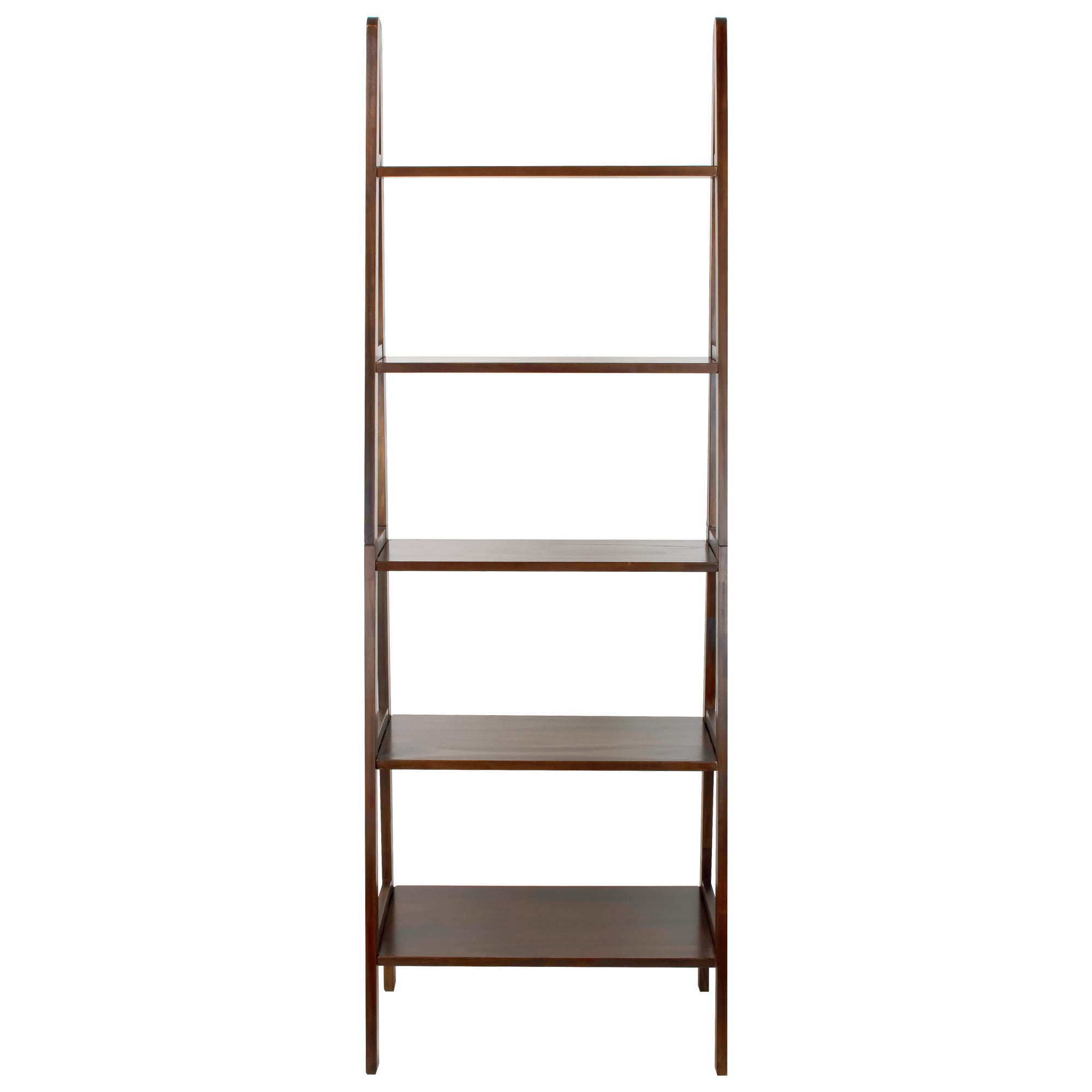 Casual Home 176-54 Ladder Warm Brown Wood 5 -Shelf Ladder Bookcase ( 24.75-Inches W x 72-Inches H x 16-Inches D ) Stained
