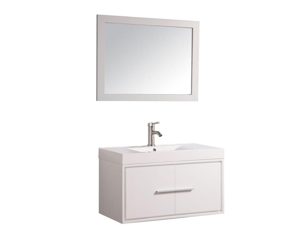 White Single Sink Bathroom Vanity With, 36 Vanity With Sink And Faucet