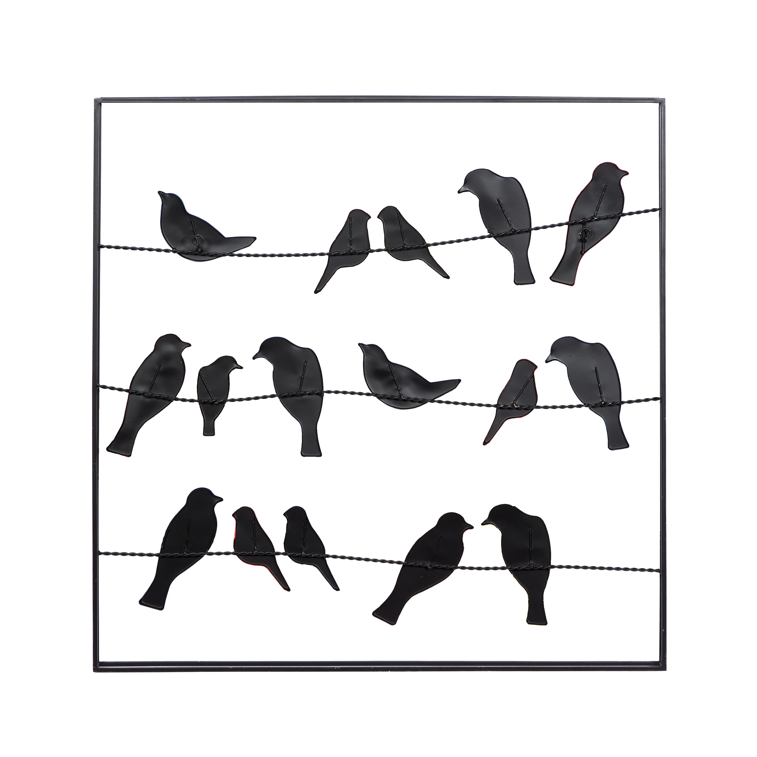Multi-Colored Metal Bird Wall Decor with Black Frame