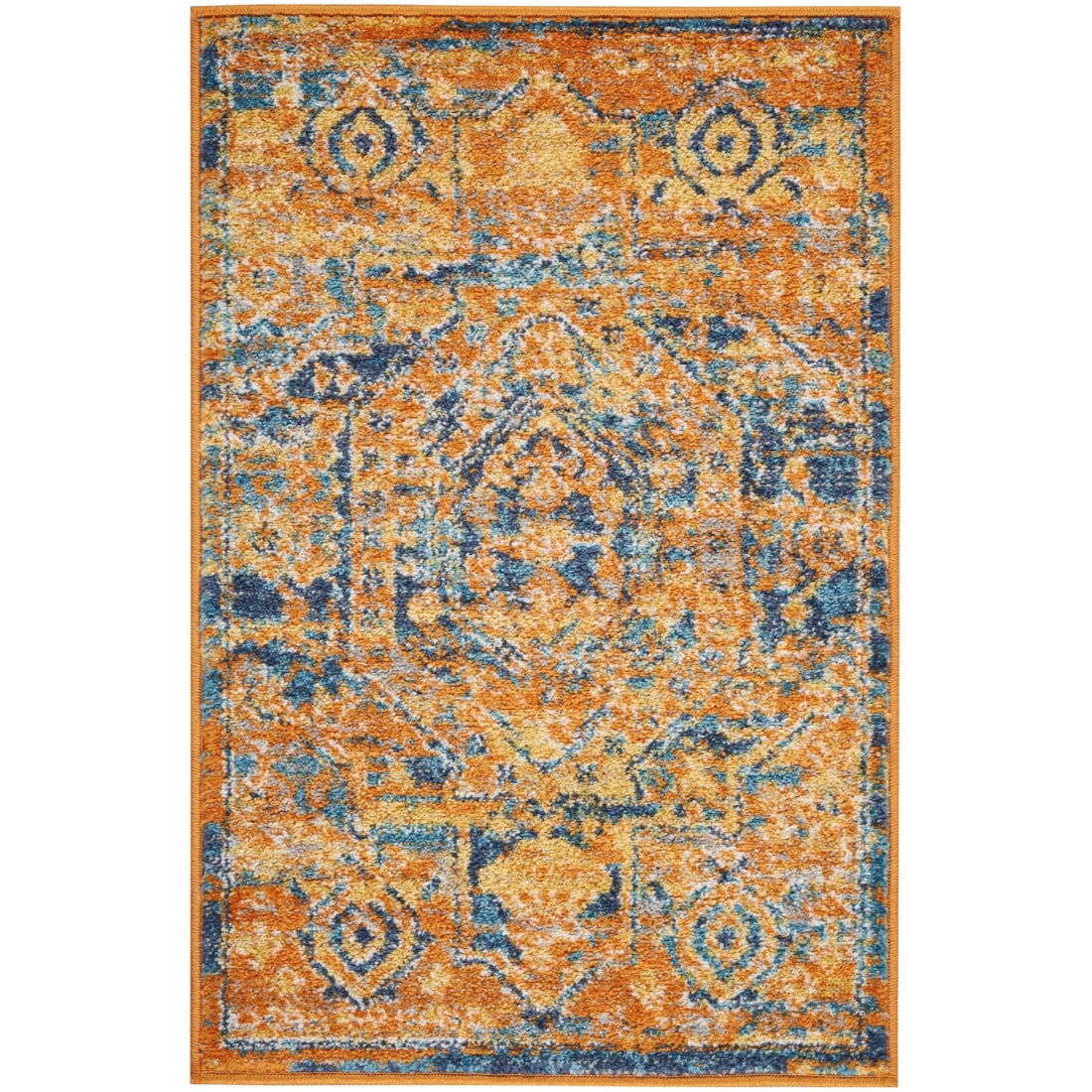 HomeRoots 4000385340 2 x 3 (ft) Loomed Polypropylene Teal Sun Rectangular Indoor Area rug